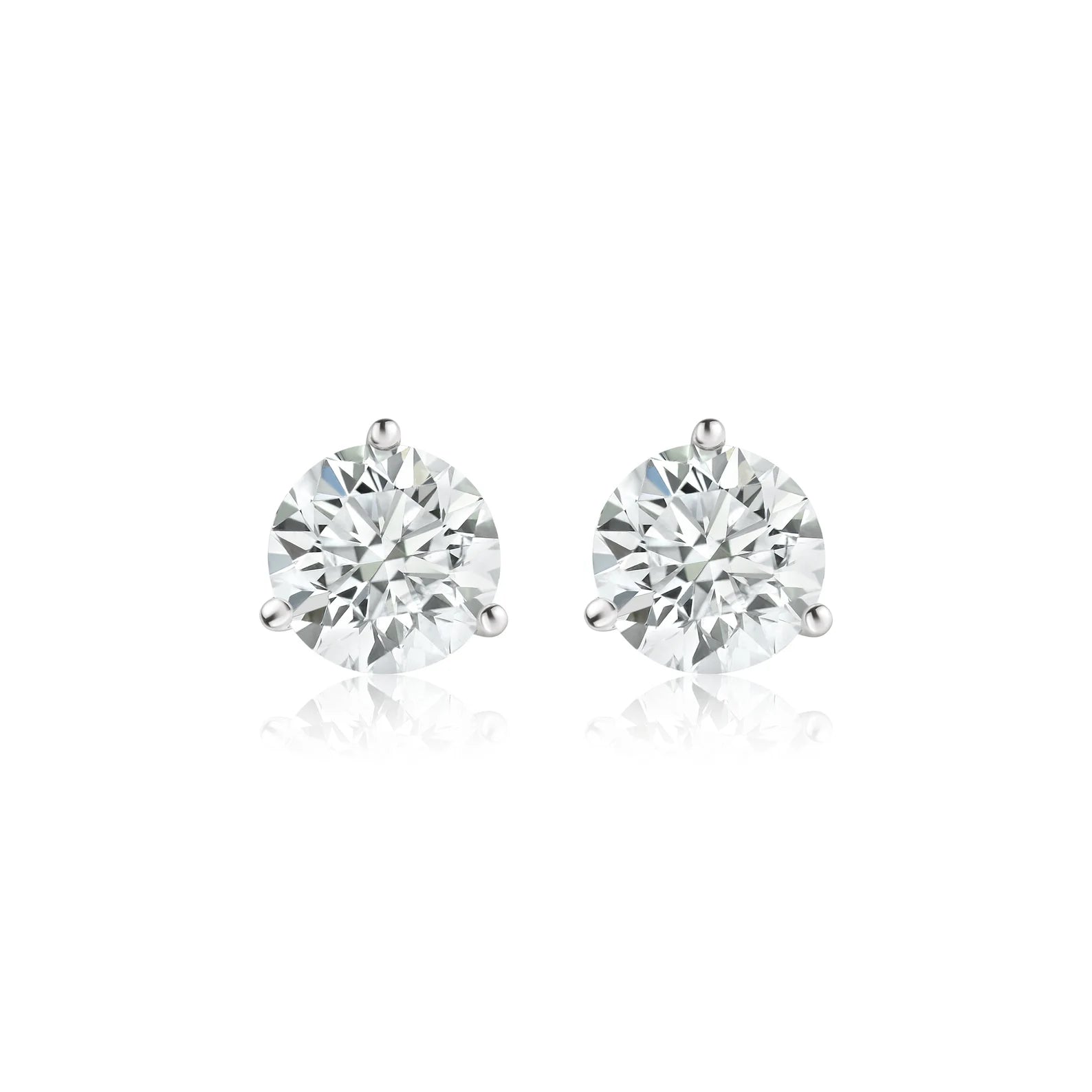 Round Lab Grown Diamond Studs 3 Prong EF Color, VS Clarity, IGI Certified