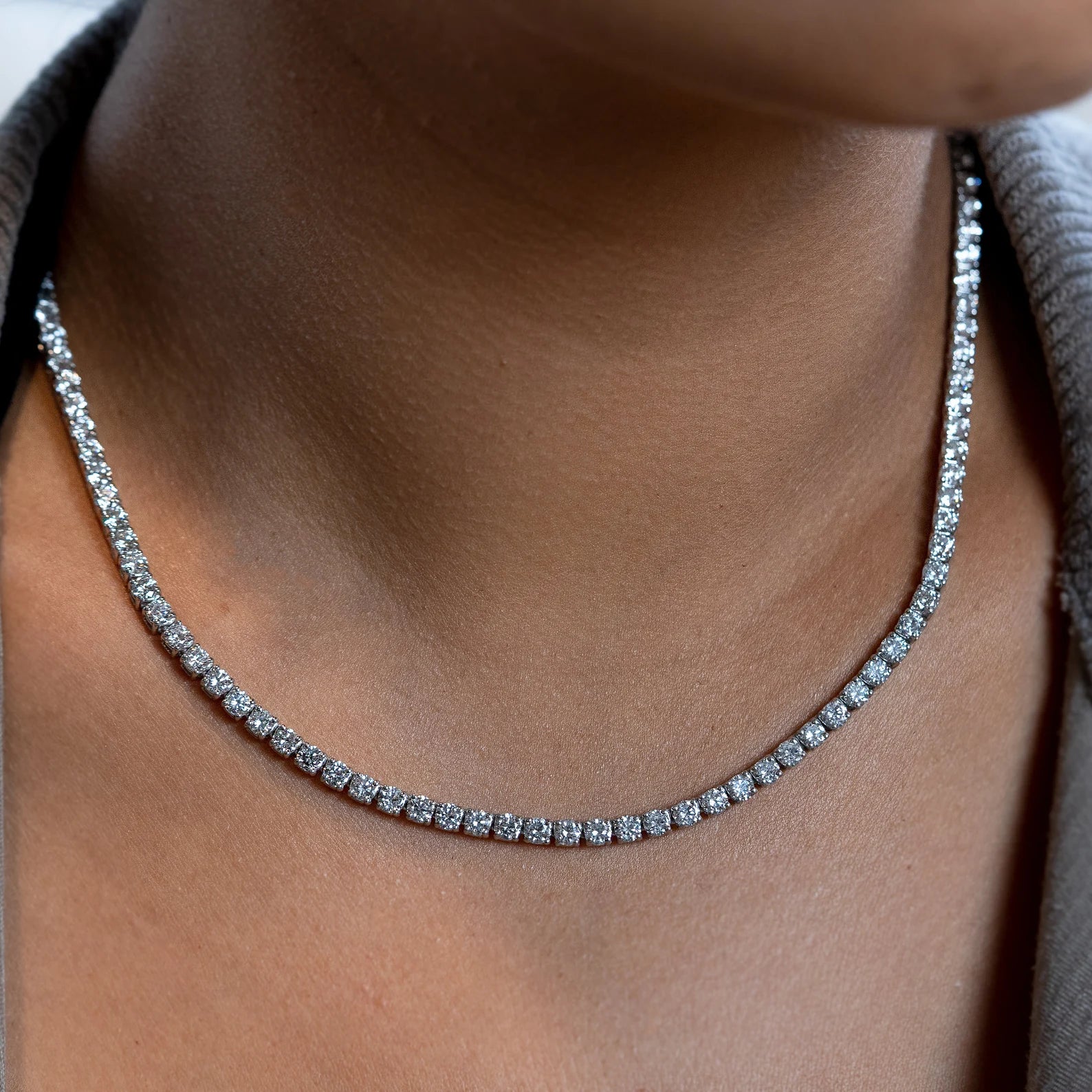 15.5 Carat Lab Grown Diamond Tennis Necklaces For Women