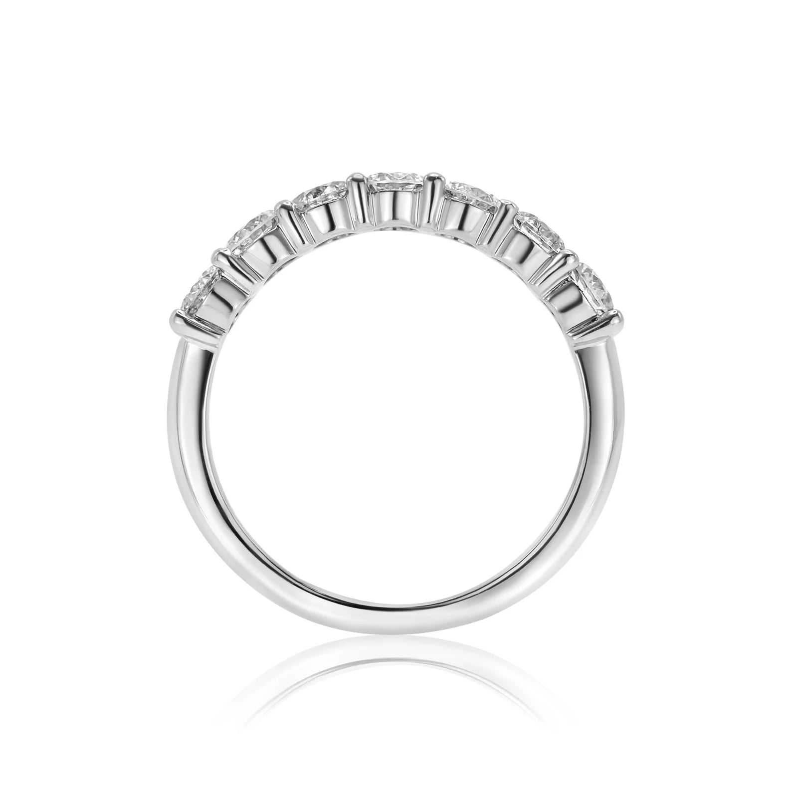 1.00tcw Round Lab Grown Diamond White Gold Half Eternity Band, EF Color, VS Clarity, IGI Certified Ring e Ring