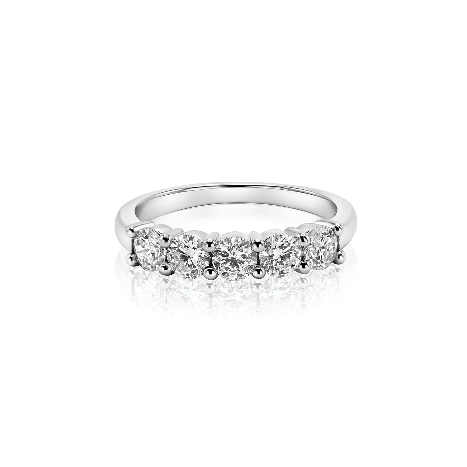 1 CTW White Gold Lab-Created 5 Stone Ring