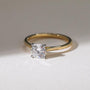 Lab grown cushion diamond with two tone band