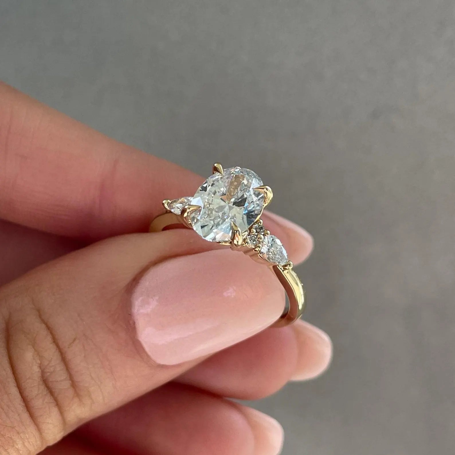 Oval 3.00tcw Lab Grown Diamond Three Stone Engagement Diamond Ring, D-E-F Color, VVS-VS Clarity
