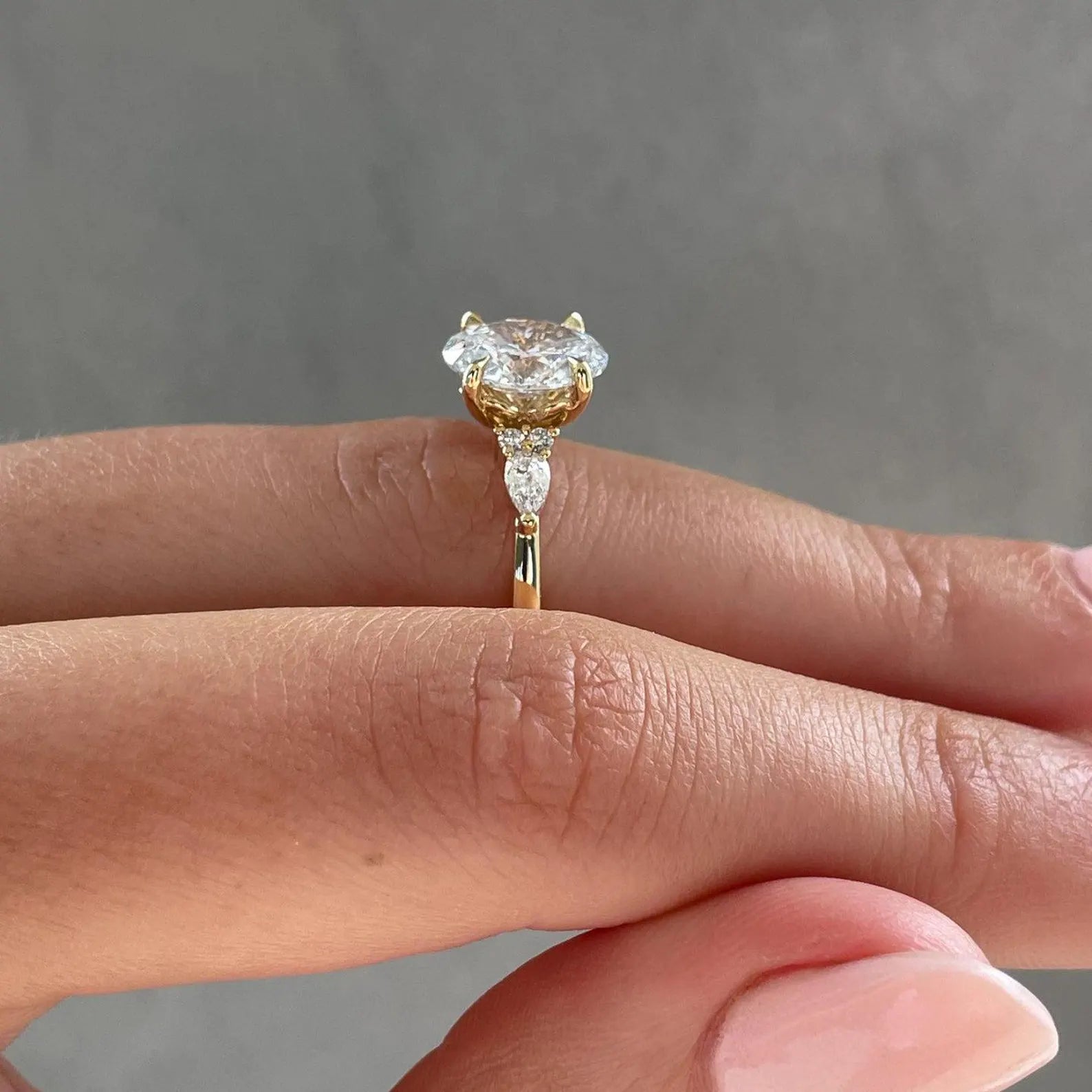 Oval 3.00tcw Lab Grown Diamond Three Stone Engagement Diamond Ring, D-E-F Color, VVS-VS Clarity