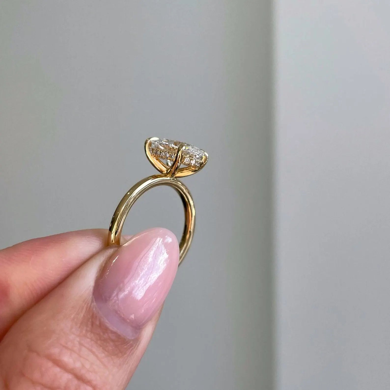 Oval 2.60tcw Lab Grown Diamond Solitaire with Hidden Halo Engagement Ring, D-E-F Color, VVS-VS Clarity
