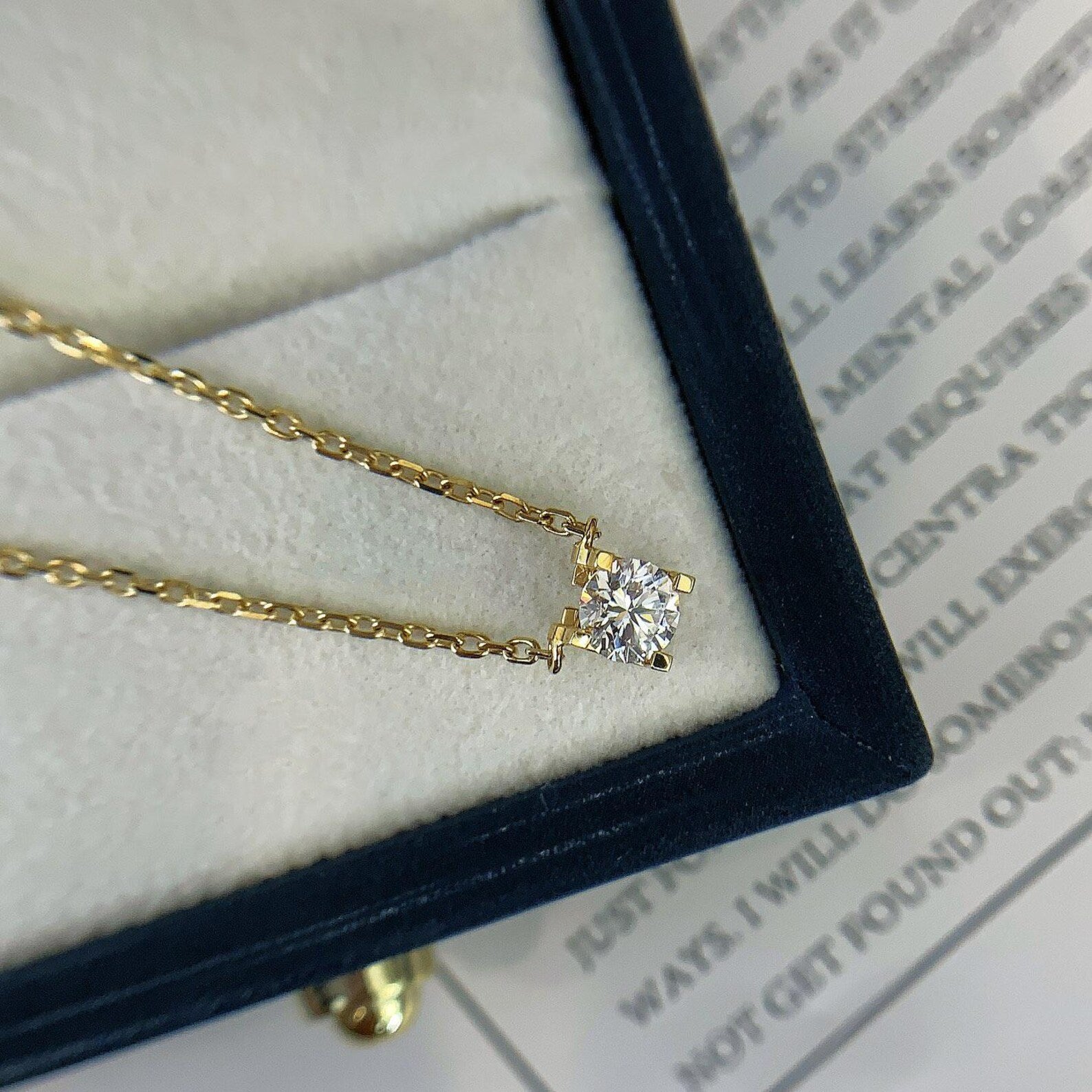 Round 0.40ct Lab Diamond C De Cartier Necklace | IGI Certified | EF VS | Custom Gold