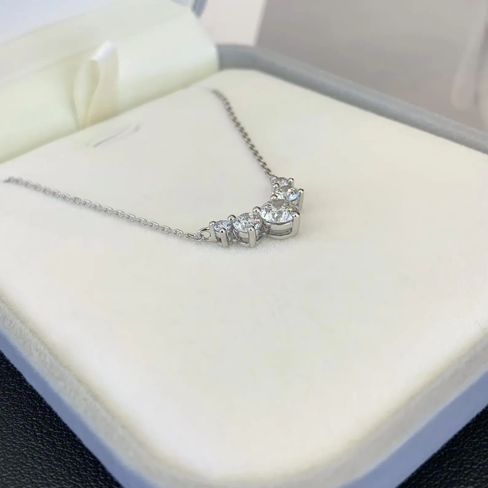 Round 0.85tcw Lab Diamond 5 Stone Pendant Necklace | IGI Certified | EF VS | Custom Gold