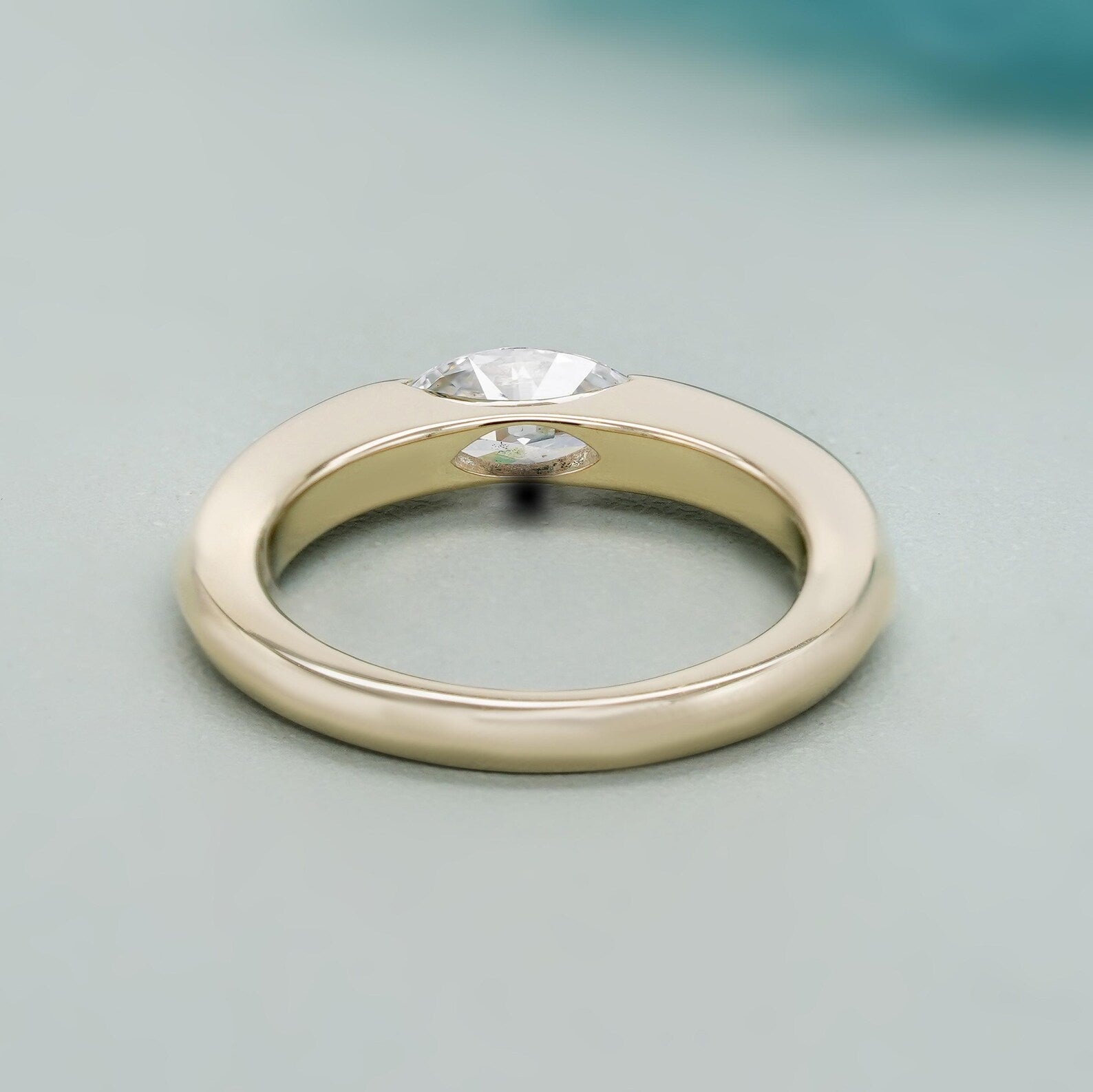 Marquise 0.60ct Lab Grown Diamond East-West Solitaire Engagement Ring | D-E-F Color, VVS-VS Clarity | IGI Certified | Yellow Gold Ring