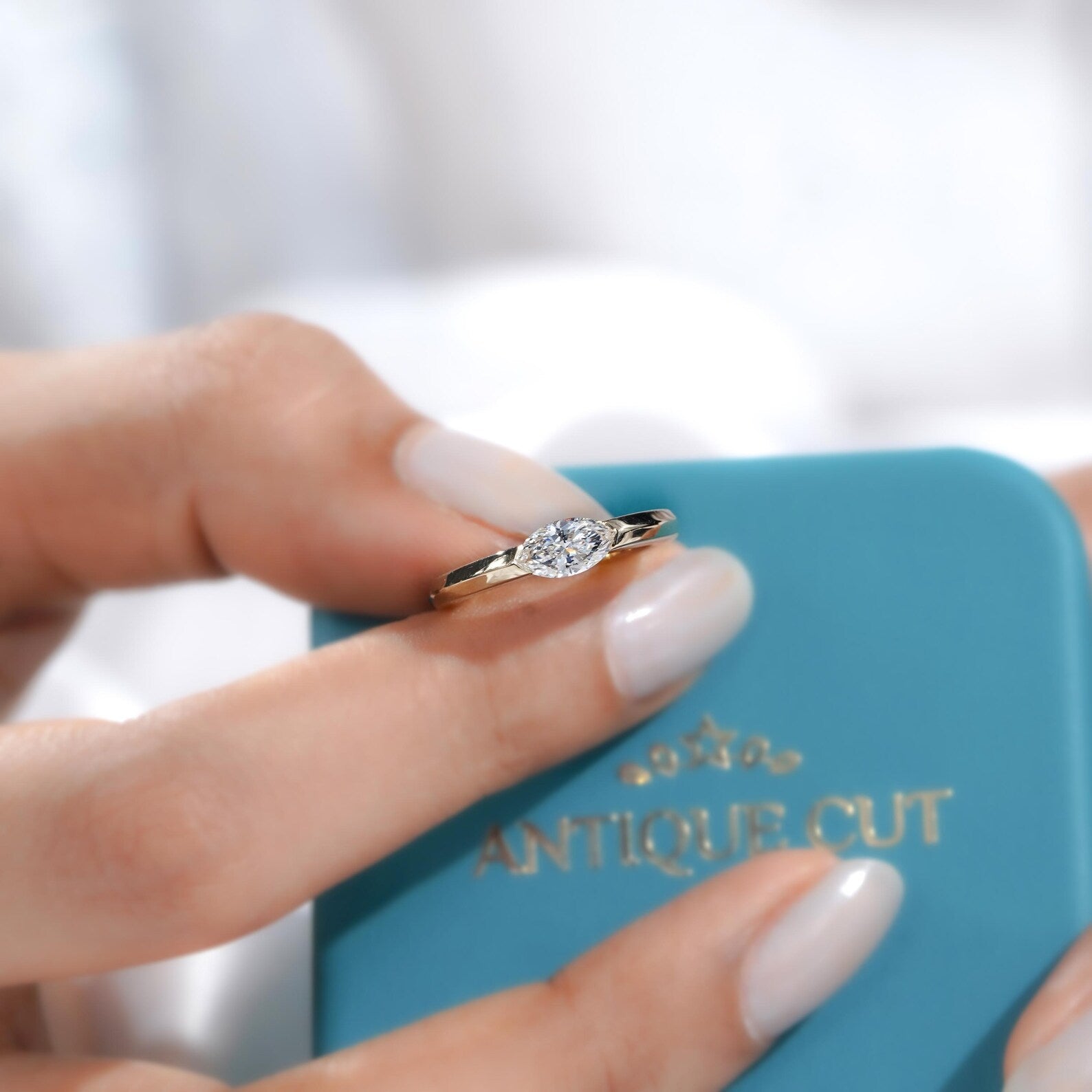 Marquise 0.60ct Lab Grown Diamond East-West Solitaire Engagement Ring | D-E-F Color, VVS-VS Clarity | IGI Certified | Yellow Gold Ring