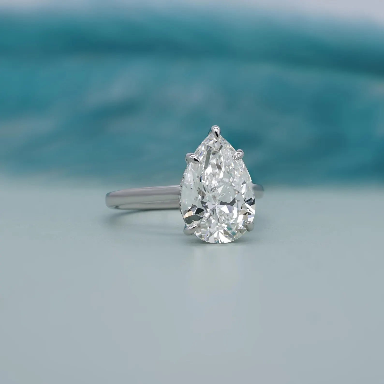 IGI certified pear diamond engagement ring