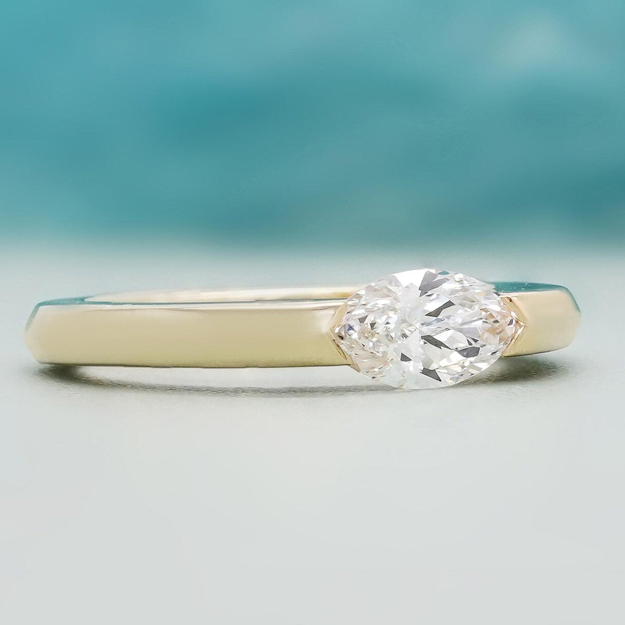 Antiquecut east west marquise ring design