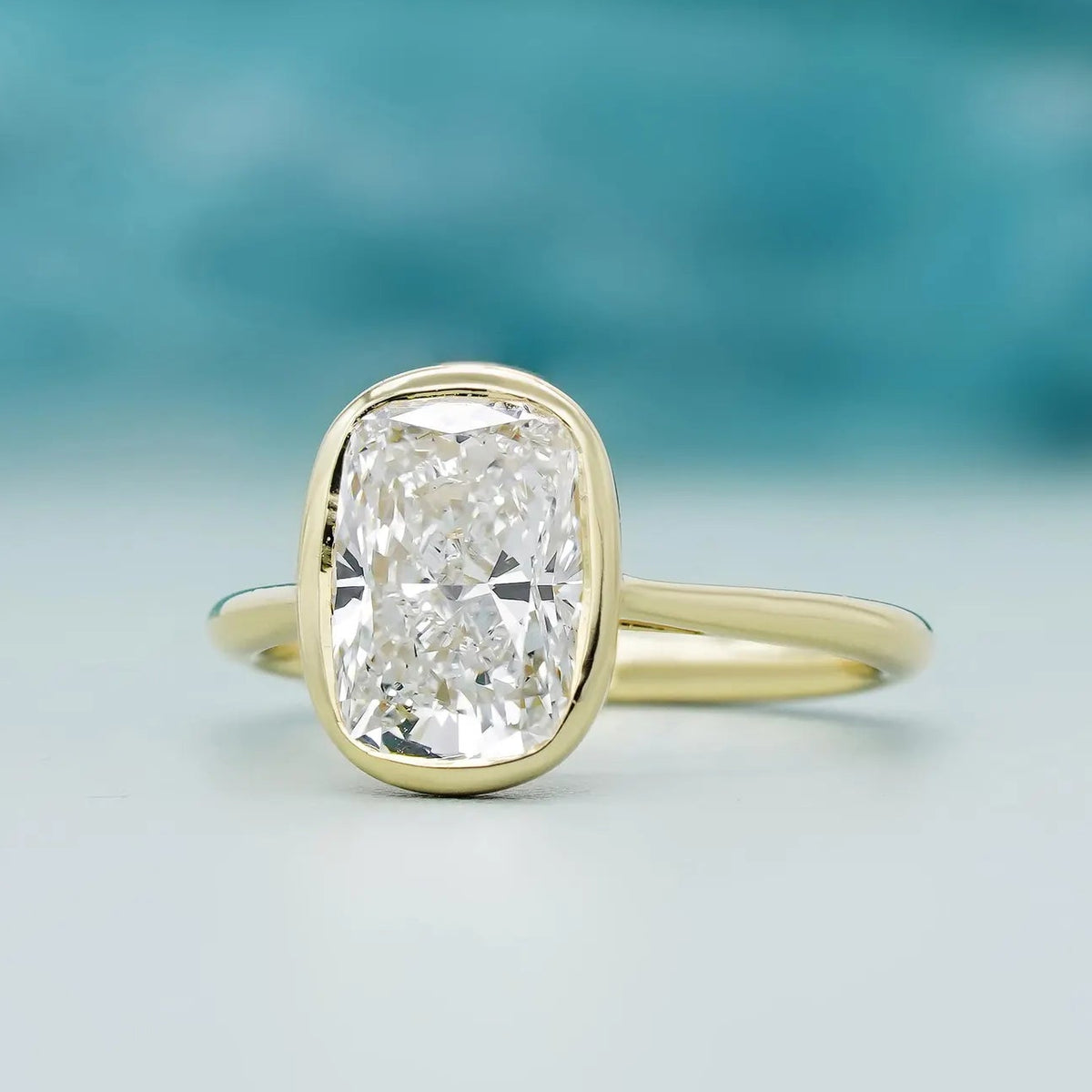 2.50 Carat Lab Grown Cushion Cut Engagement Ring With Bezel Setting
