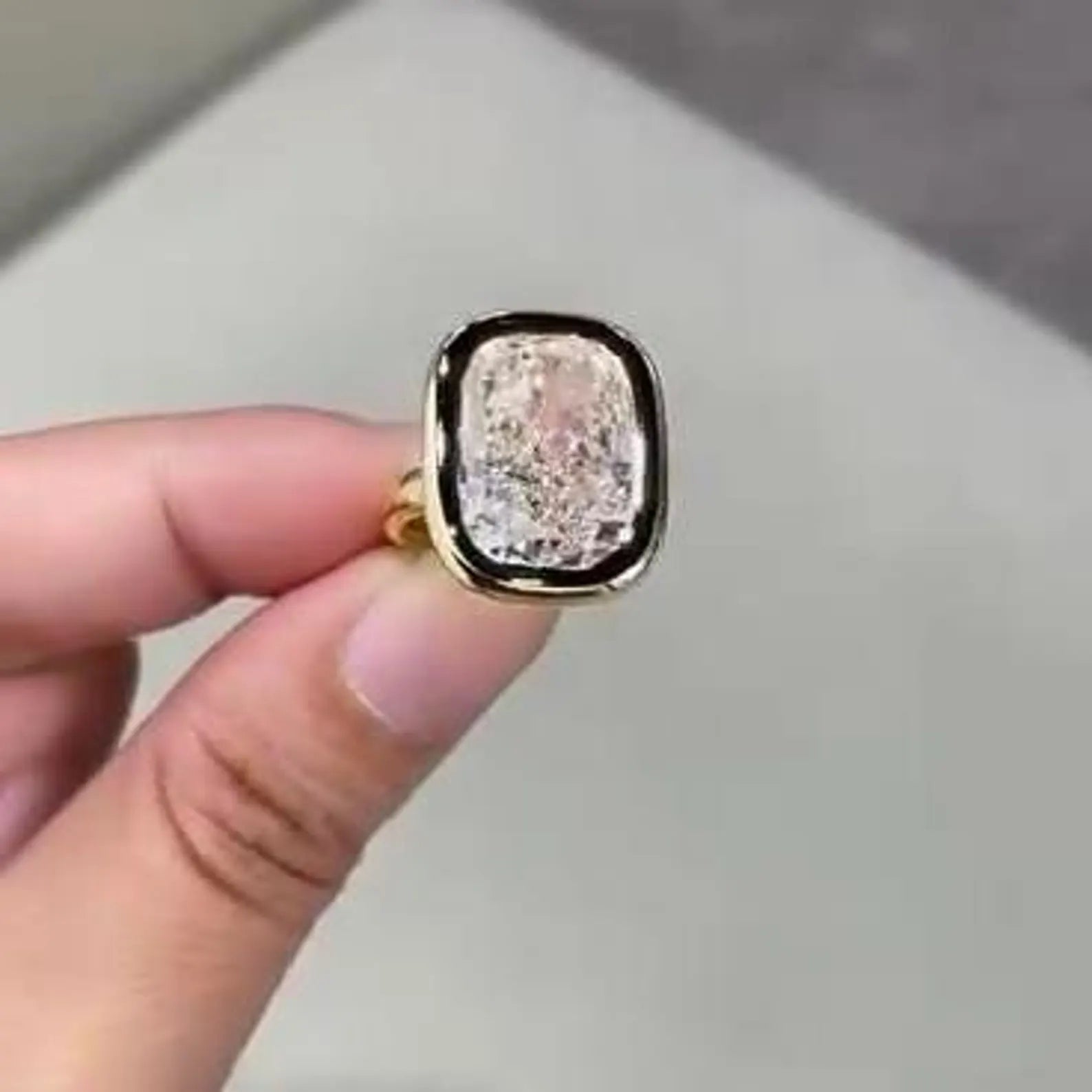 Cushion 10.00ct Lab Grown Diamond Bezel Set Engagement Ring | Yellow Gold | IGI Certified