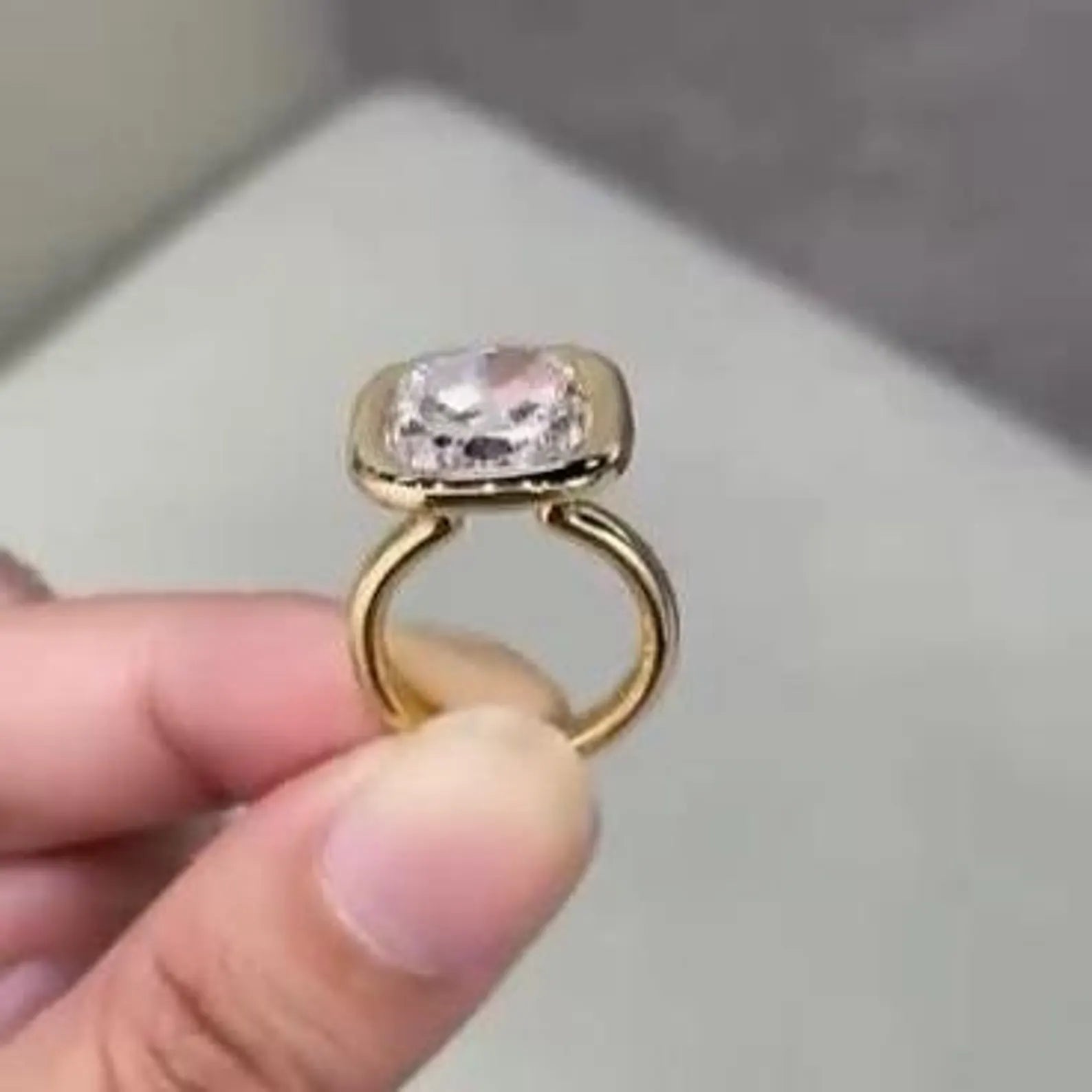 Cushion 10.00ct Lab Grown Diamond Bezel Set Engagement Ring | Yellow Gold | IGI Certified