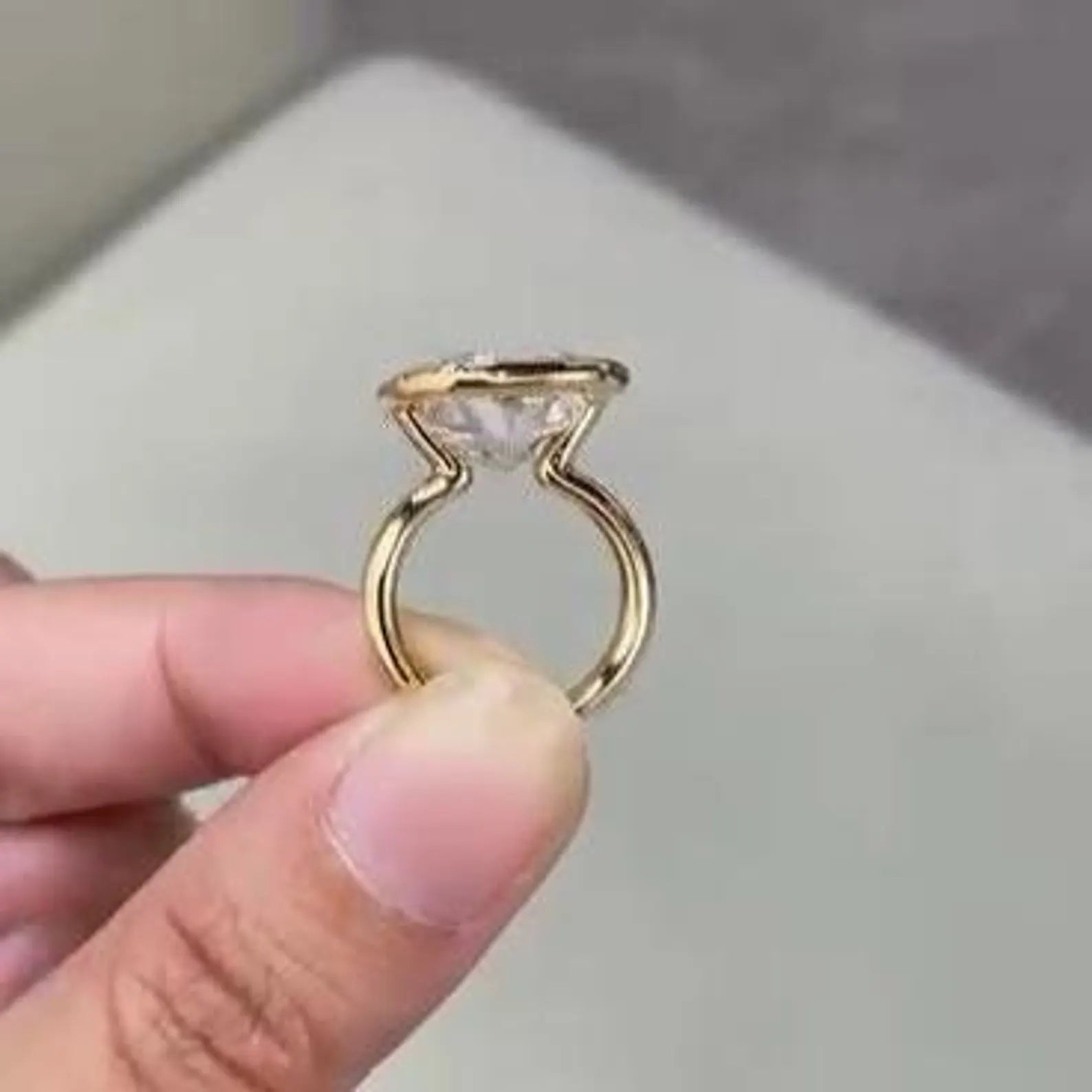 Cushion 10.00ct Lab Grown Diamond Bezel Set Engagement Ring | Yellow Gold | IGI Certified