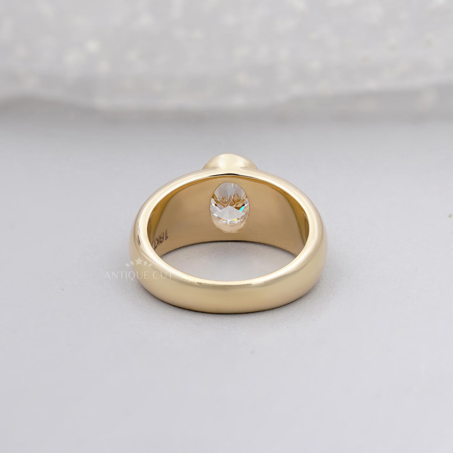 1.00ct Oval Lab Grown Diamond Bezel Engagement Ring | IGI Certified | 10k 14k 18k Gold Options