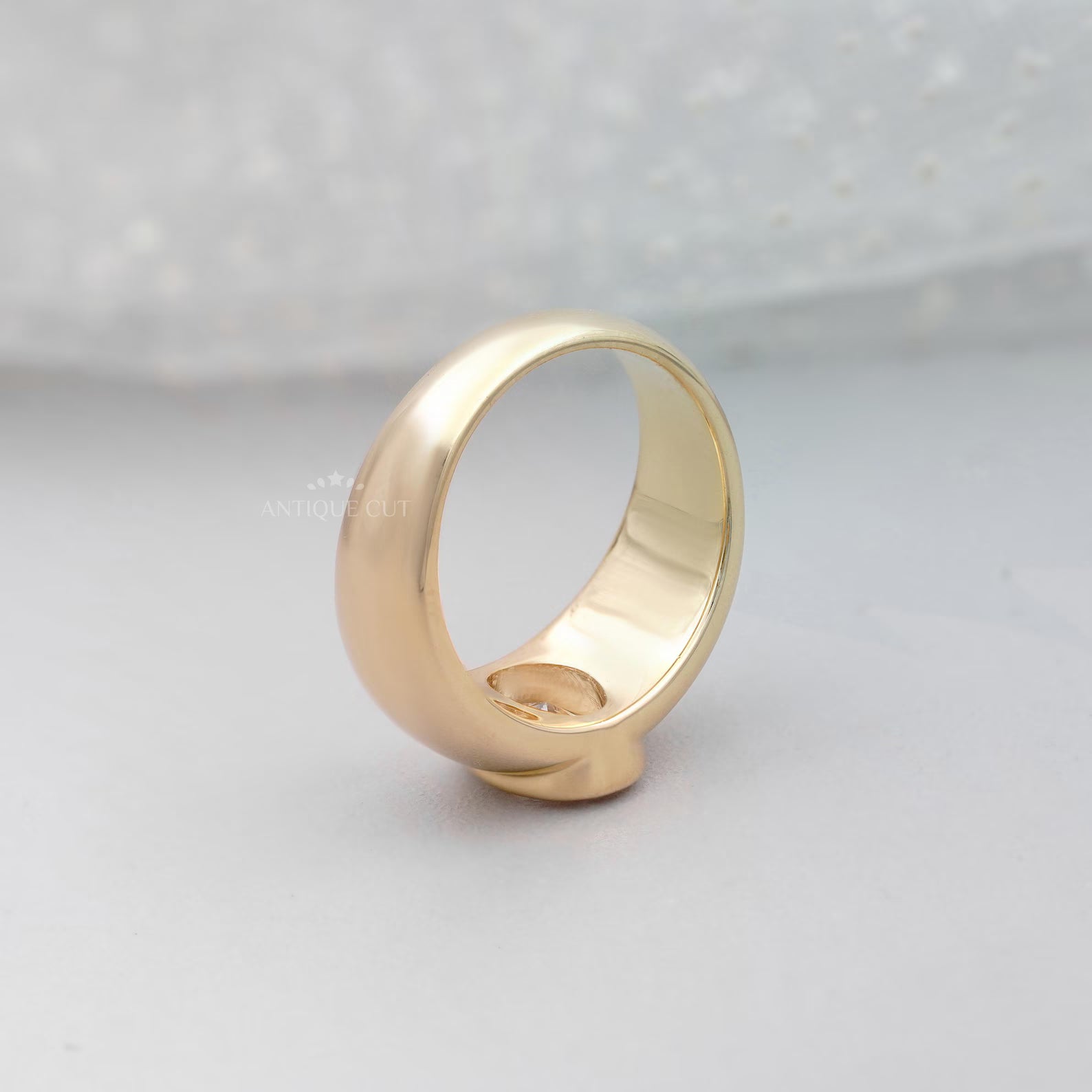 1.00ct Oval Lab Grown Diamond Bezel Engagement Ring | IGI Certified | 10k 14k 18k Gold Options