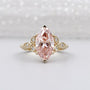 3.00ct Marquise Fancy Pink Engagement Ring • 0.15ct Diamond Leaf Side Stones • Vintage 14K Gold Fancy Pink Ring • Unique Bridal Ring