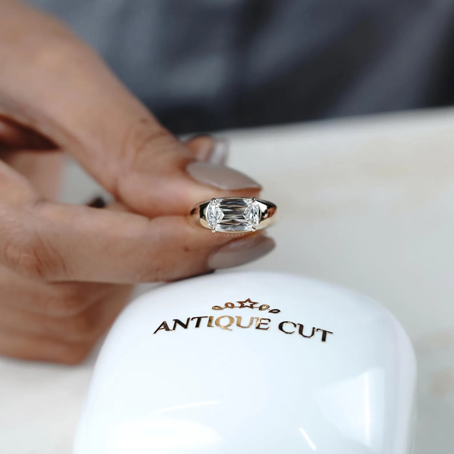 3.00ct Cushion Cut Engagement Ring • Gold Cushion Solitaire • Modern 3ct Cushion Bridal Ring • Timeless Gold Engagement Ring