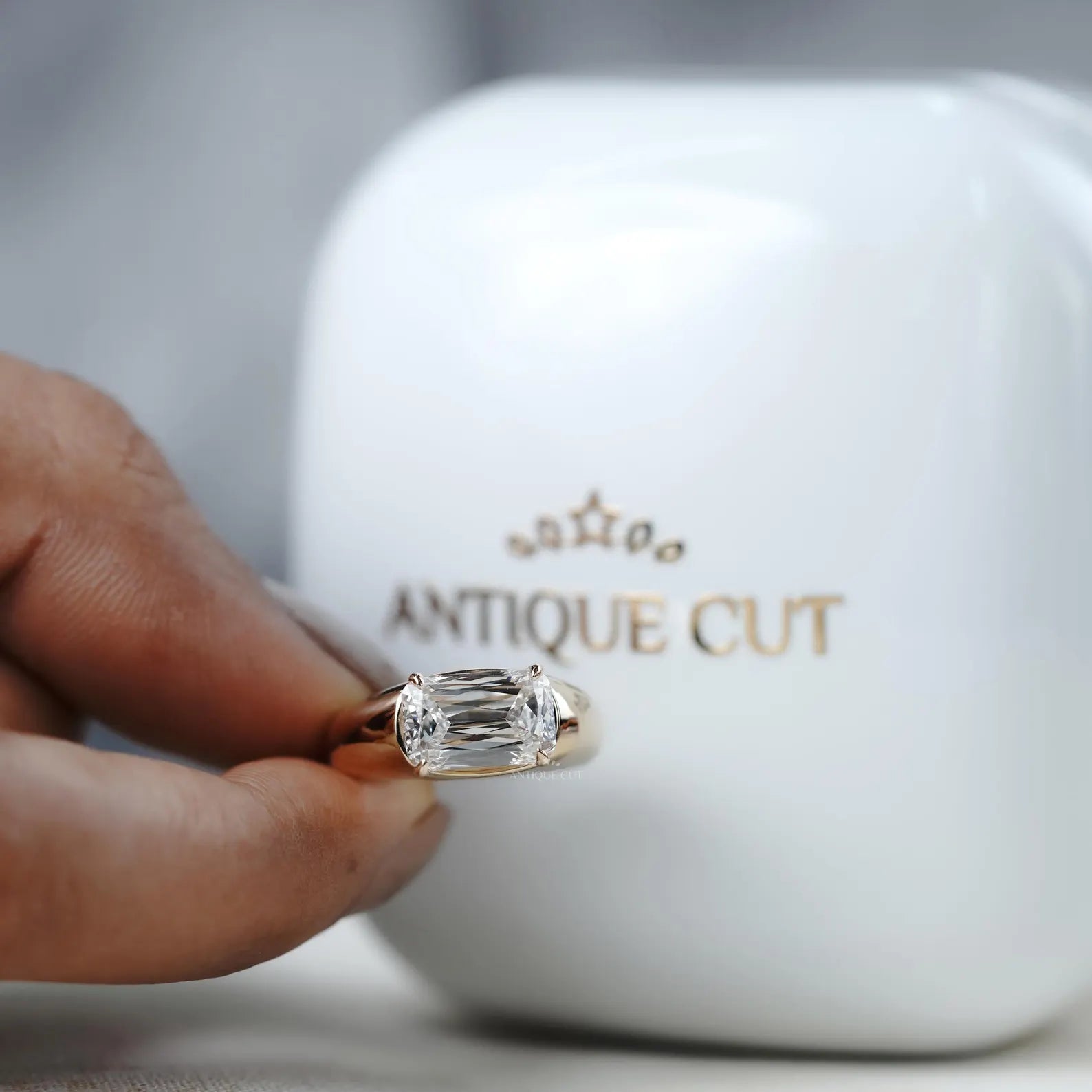 3.00ct Cushion Cut Engagement Ring • Gold Cushion Solitaire • Modern 3ct Cushion Bridal Ring • Timeless Gold Engagement Ring