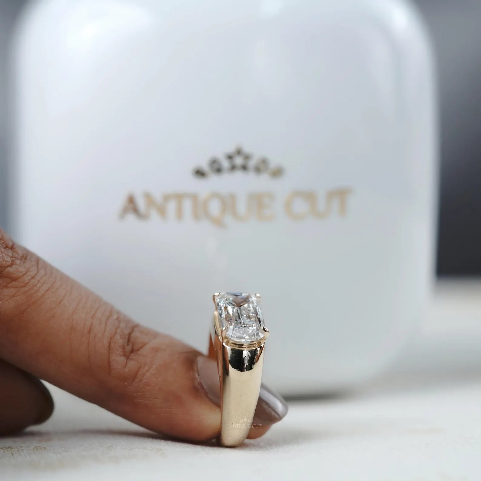 3.00ct Cushion Cut Engagement Ring • Gold Cushion Solitaire • Modern 3ct Cushion Bridal Ring • Timeless Gold Engagement Ring