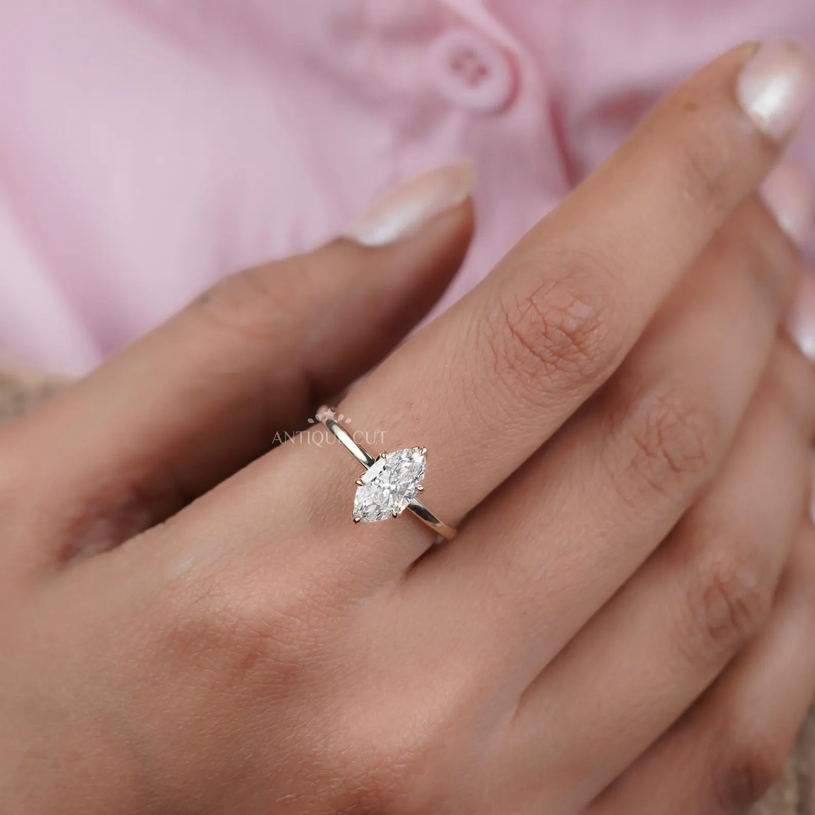 Marquise 1.52ct Lab Grown Diamond Solitaire Engagement Ring | Six-Prong | D–F Color | VVS–VS Clarity