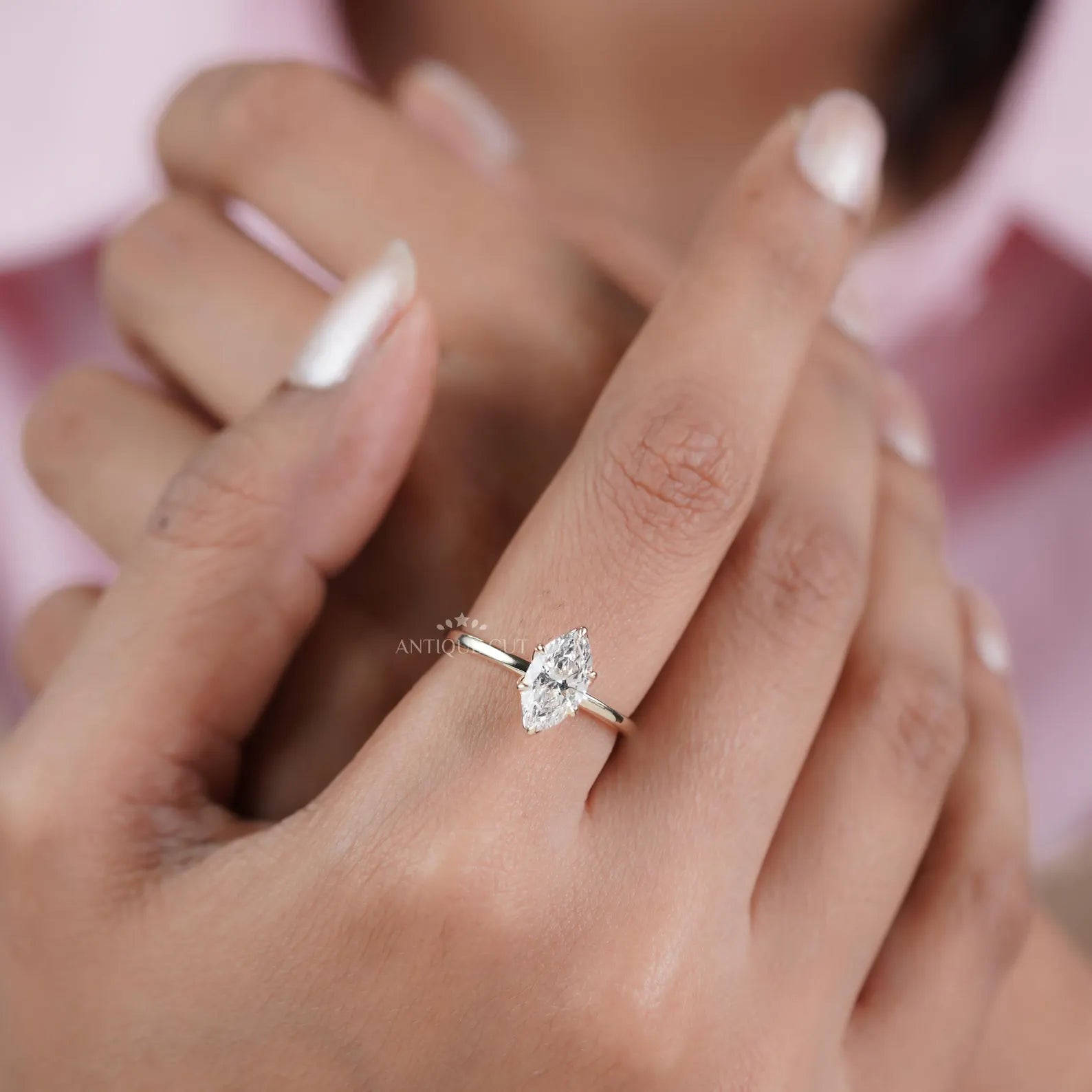 Marquise 1.52ct Lab Grown Diamond Solitaire Engagement Ring | Six-Prong | D–F Color | VVS–VS Clarity