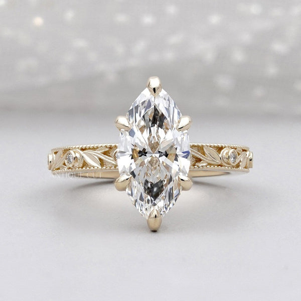 East west radiant cut engagement ring