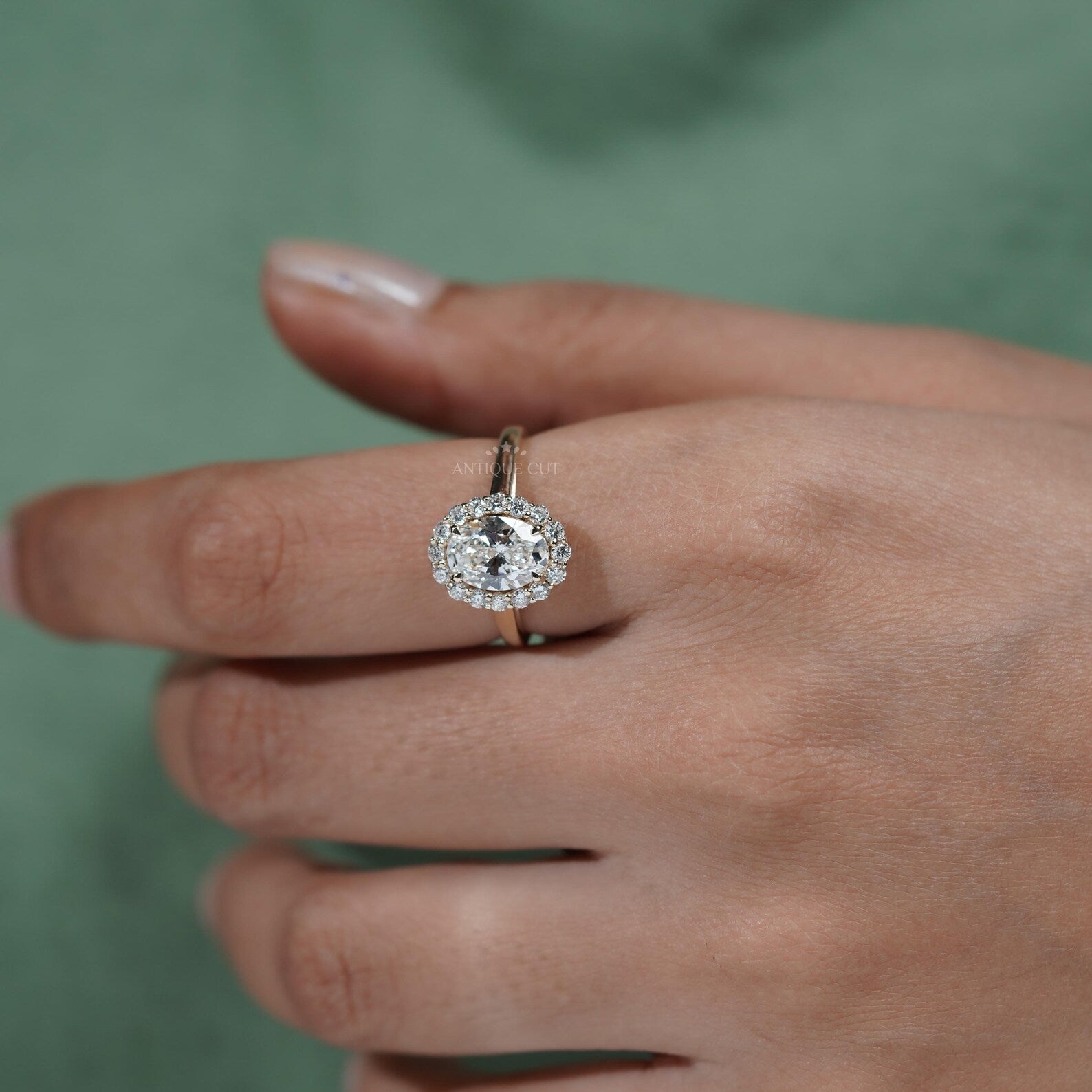 Oval Halo Engagement Ring | 1.50ct Oval Center with 0.50ct Diamond Halo | Gold Oval Diamond Ring | Classic Halo Ring | Bridal Ring