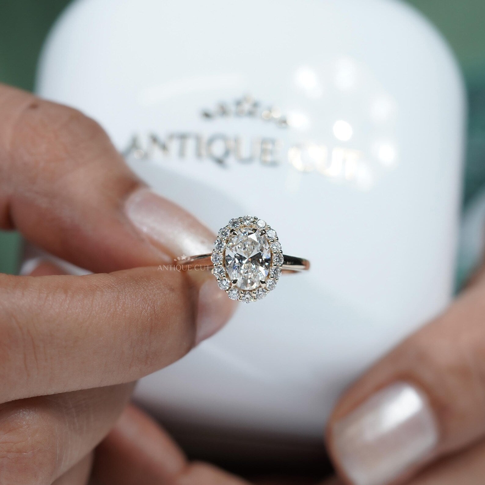 Oval Halo Engagement Ring | 1.50ct Oval Center with 0.50ct Diamond Halo | Gold Oval Diamond Ring | Classic Halo Ring | Bridal Ring