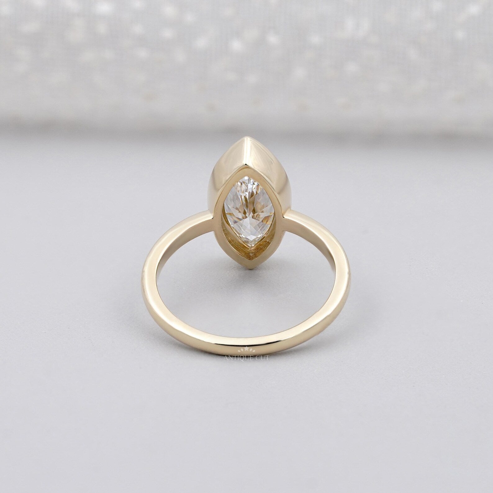 2.00ct Marquise Bezel Engagement Ring | Gold Solitaire Ring