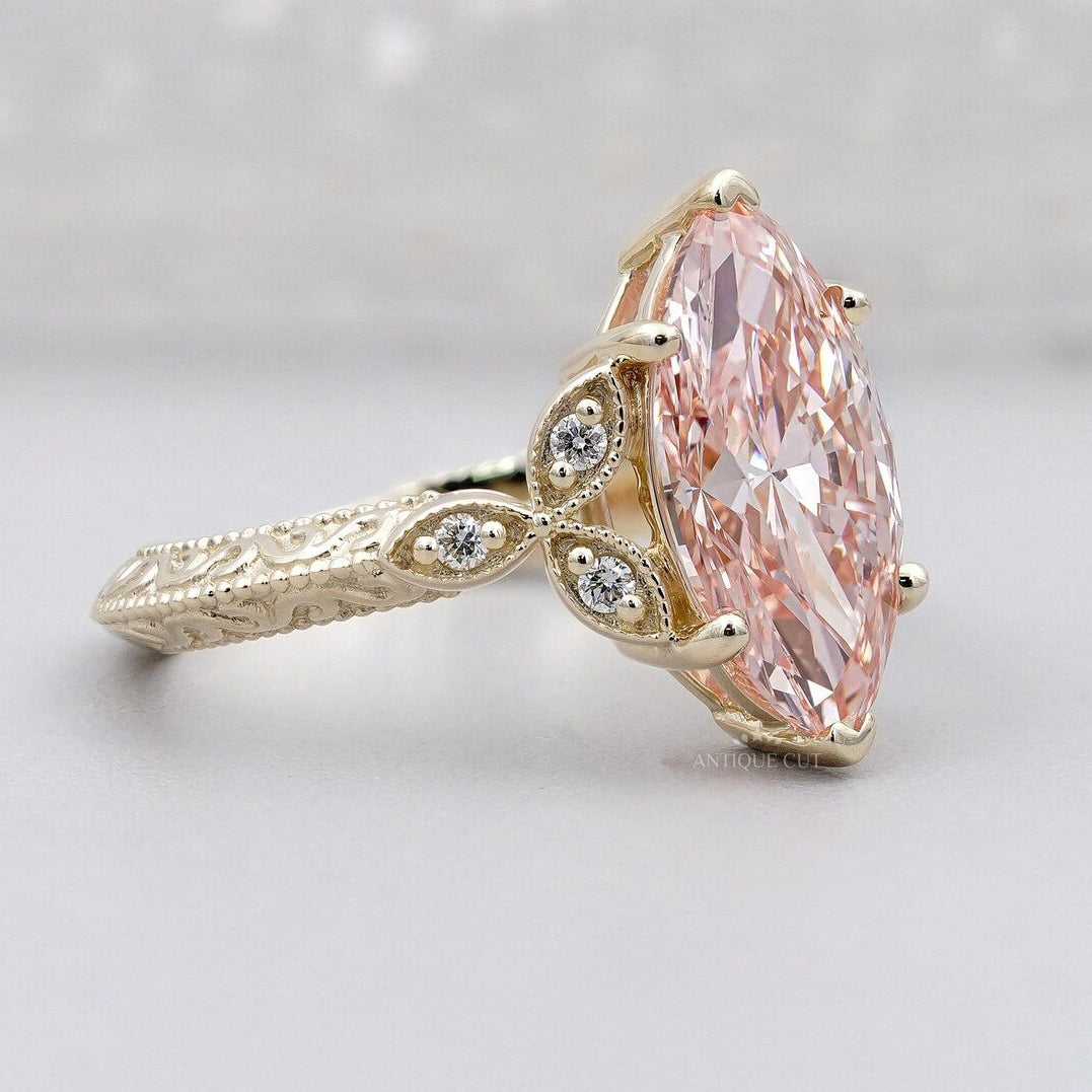 IGI certified fancy pink marquise diamond ring