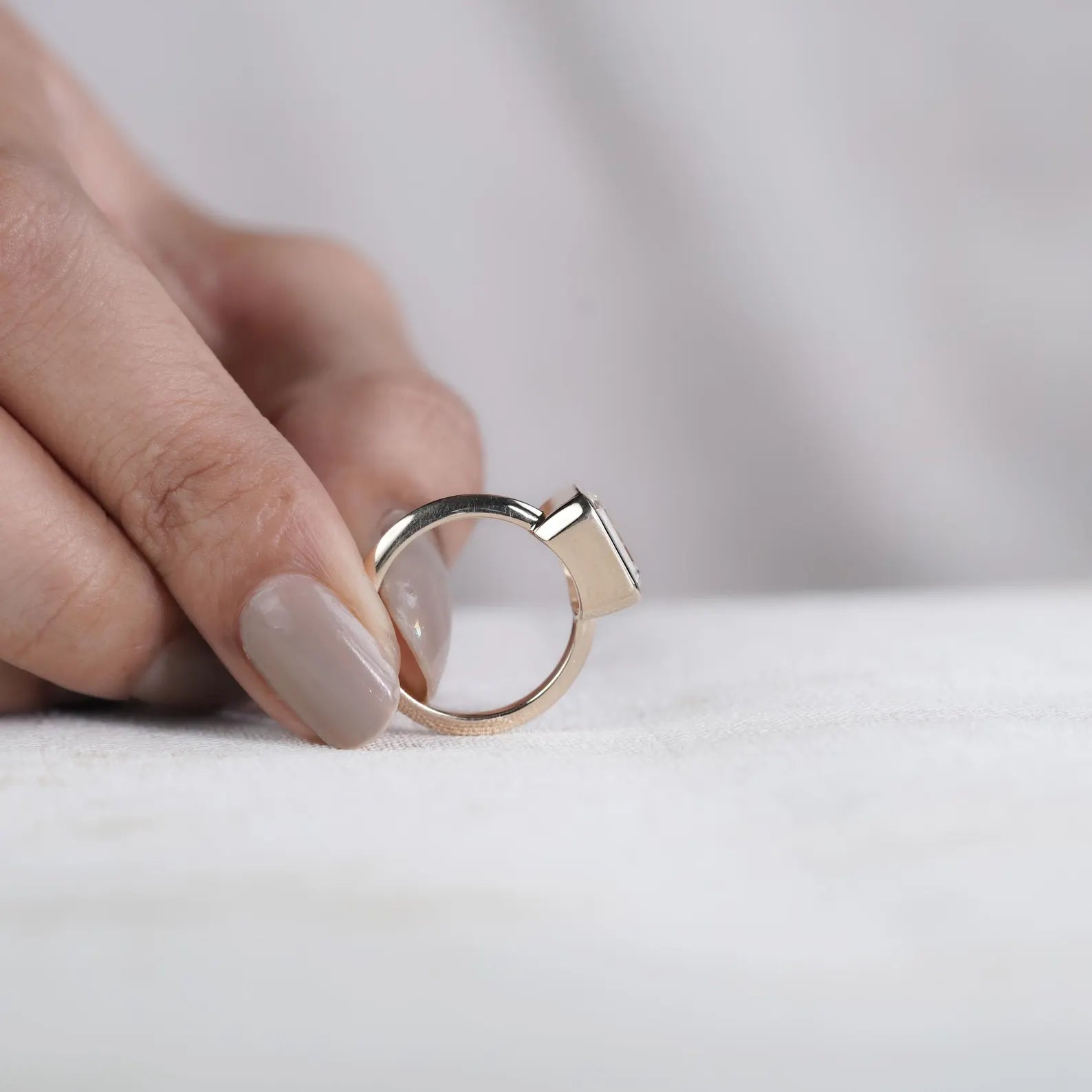 Emerald Cut 3.00ct Lab Grown Diamond East-West Engagement Ring | Bezel Setting | IGI Certified