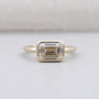 Emerald Cut 3.00ct Lab Grown Diamond East-West Engagement Ring | Bezel Setting | IGI Certified