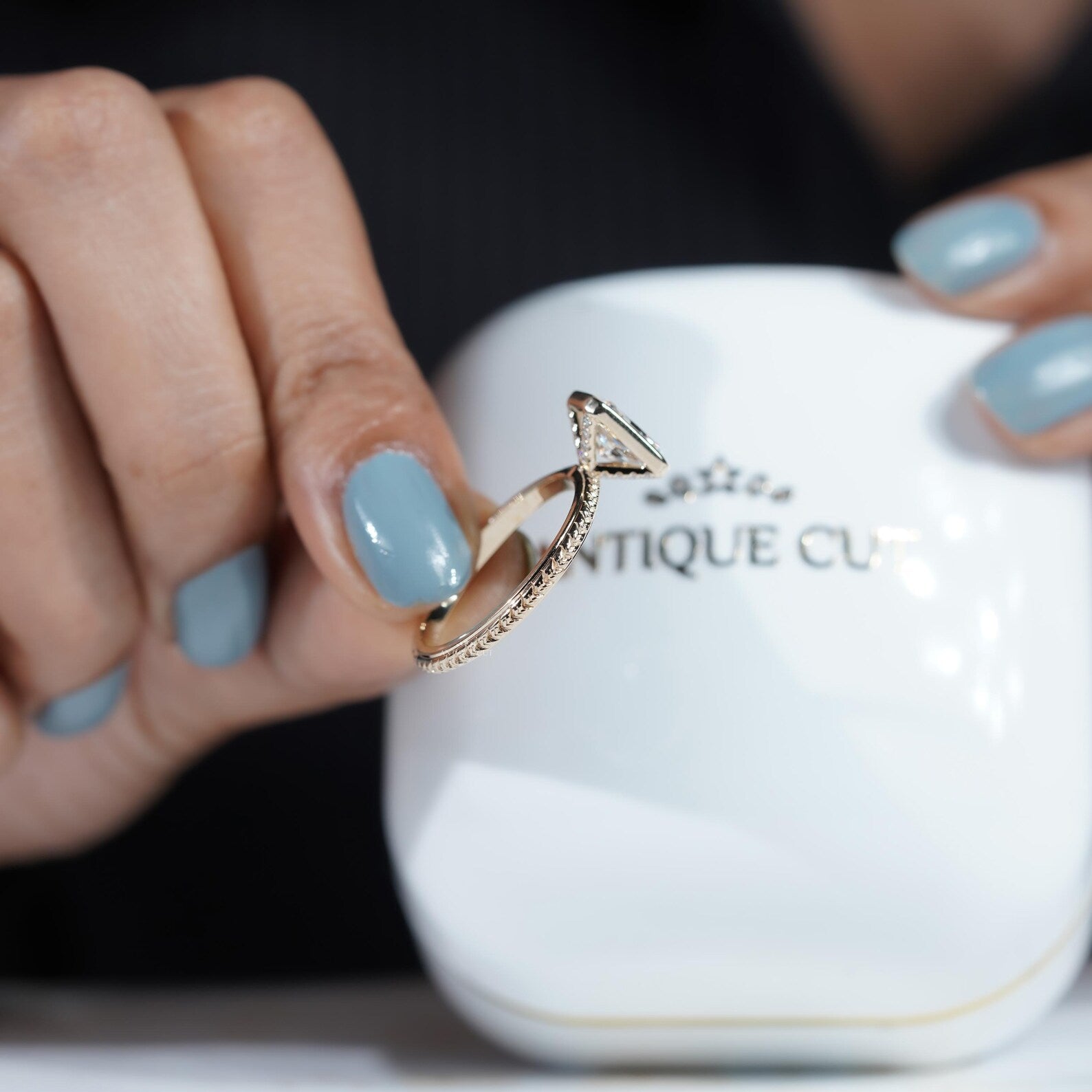 2.00ct Radiant Cut Bezel Engagement Ring in 14k Gold | Hand Engraved Band | Radiant Solitaire Ring | Minimalist Radiant Engagement Ring