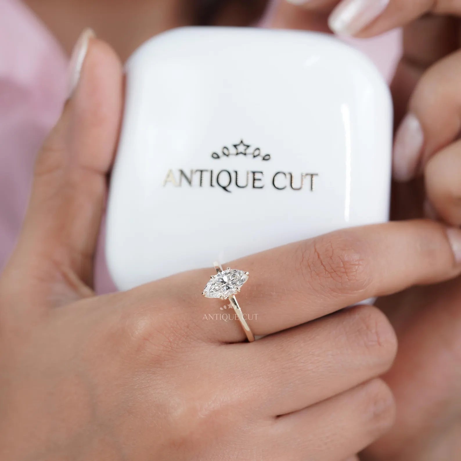 Marquise 1.52ct Lab Grown Diamond Solitaire Engagement Ring | Six-Prong | D–F Color | VVS–VS Clarity