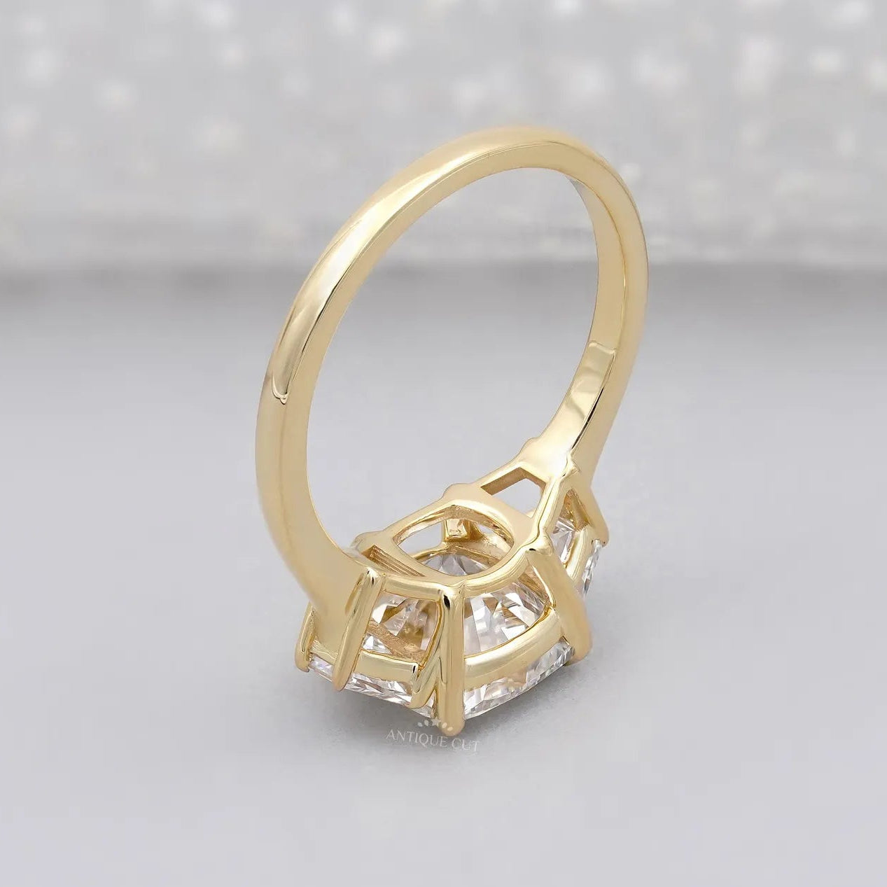 Antiquecut lab grown cushion cut ring custom order design