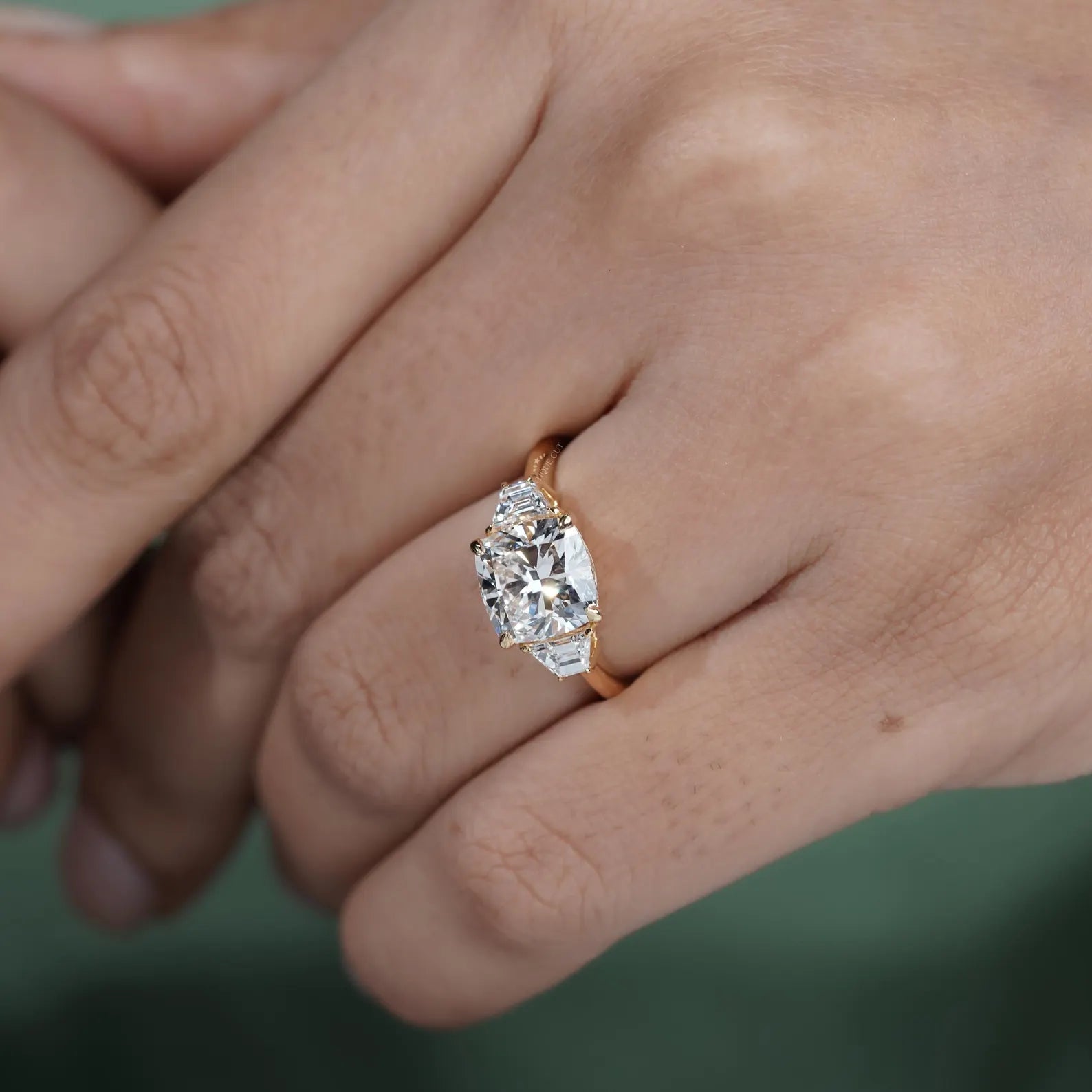 IGI certified cushion cut lab grown diamond engagement ring