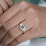 Custom made lab grown cushion cut ring with baguette accents