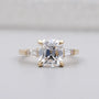 3.10tcw Cushion-Cut Lab Diamond Ring | Tapered Baguette Side Stones | Elegant Gold Engagement Ring