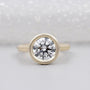 3.20ct Round Cut Bezel Set Engagement Ring Solid 18K Yellow Gold Solitaire Ring