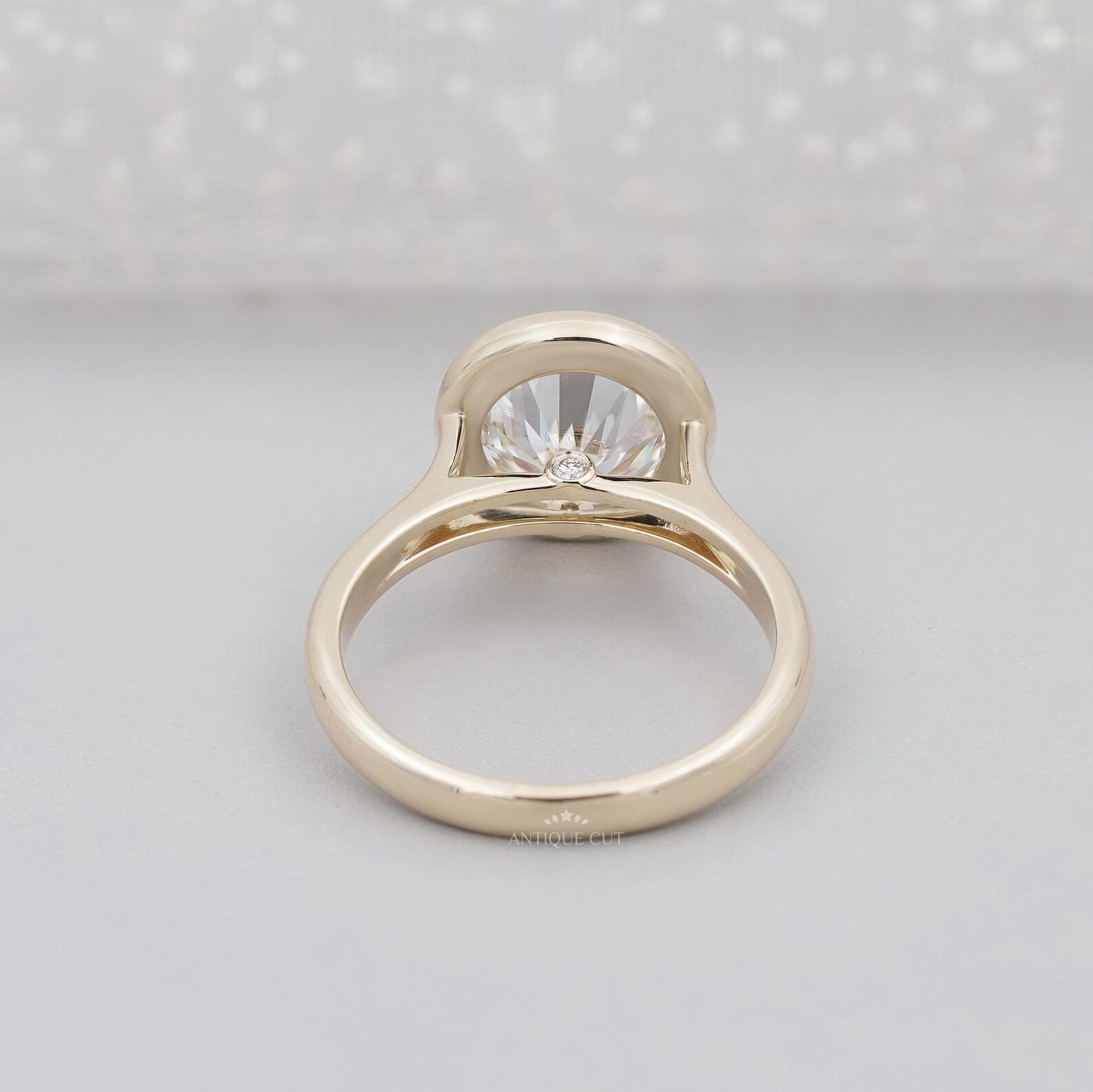 3.20ct Round Cut Bezel Set Engagement Ring Solid 18K Yellow Gold Solitaire Ring