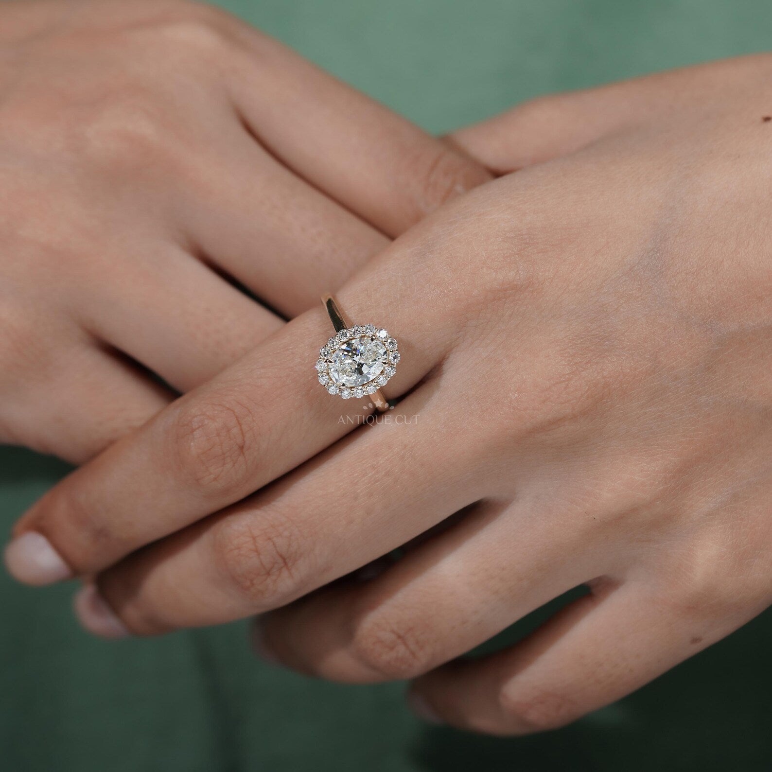 Oval Halo Engagement Ring | 1.50ct Oval Center with 0.50ct Diamond Halo | Gold Oval Diamond Ring | Classic Halo Ring | Bridal Ring