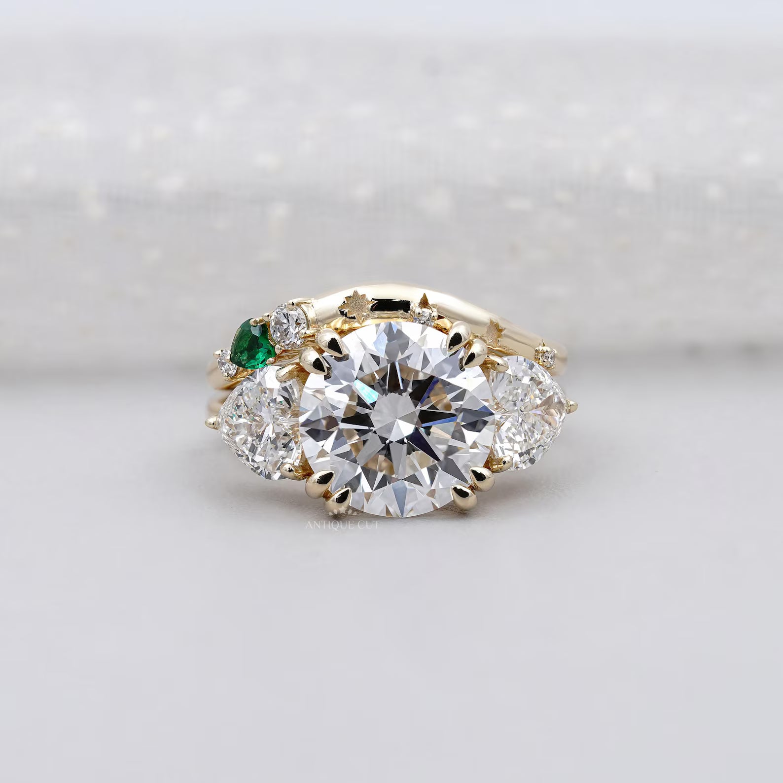 7.50tcw Round Lab Grown Diamond Engagement Ring, Three Stone with Band | Bridal Set | Large Diamond Engagement Ring & Matching Band