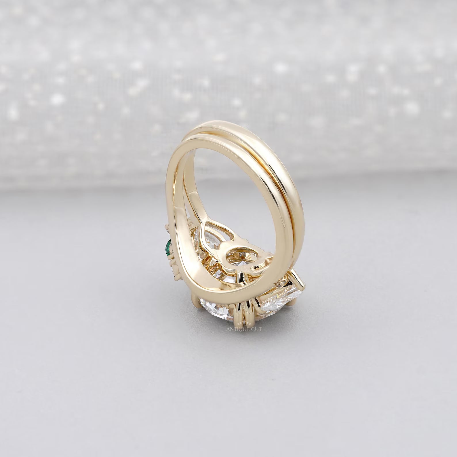 7.50tcw Round Lab Grown Diamond Engagement Ring, Three Stone with Band | Bridal Set | Large Diamond Engagement Ring & Matching Band