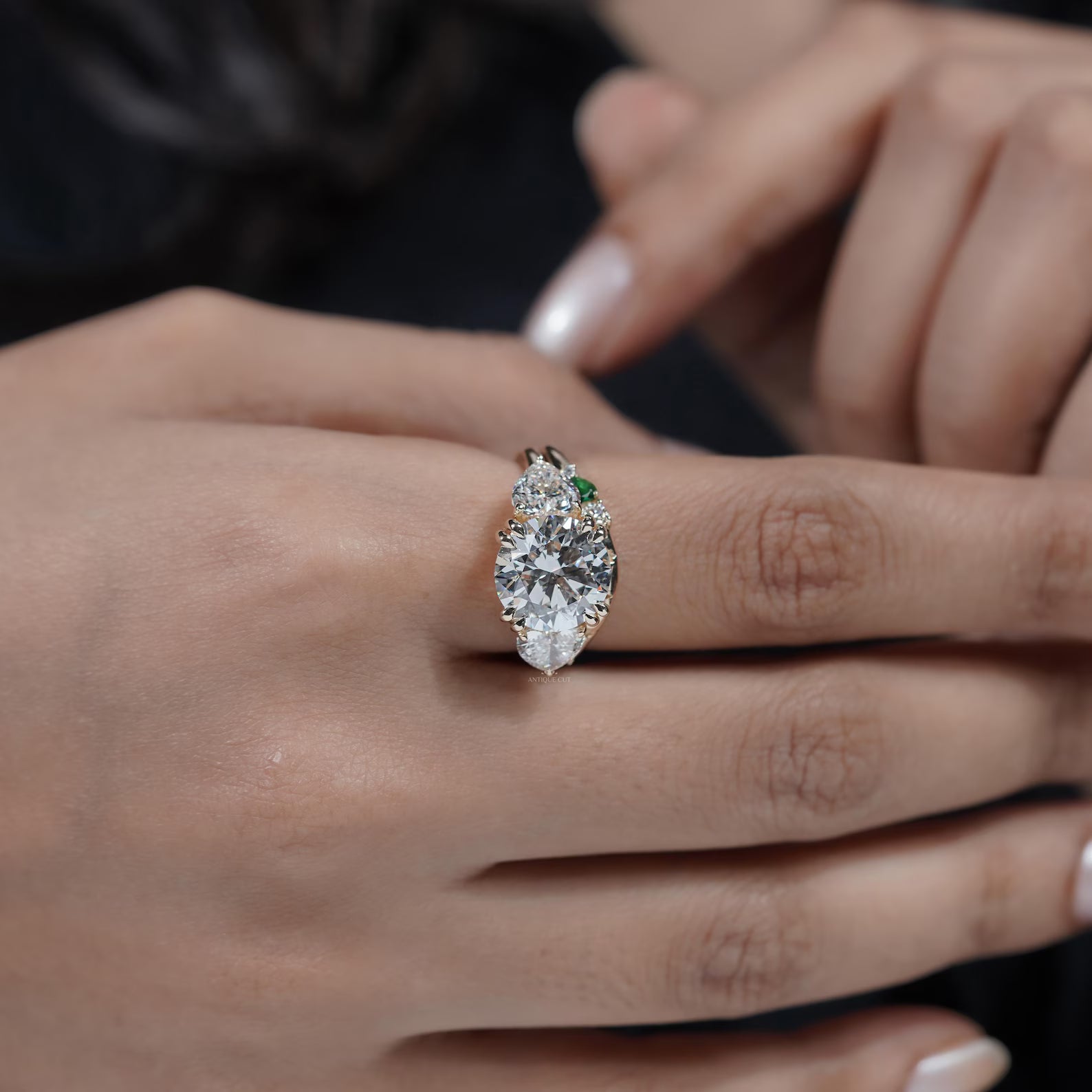 7.50tcw Round Lab Grown Diamond Engagement Ring, Three Stone with Band | Bridal Set | Large Diamond Engagement Ring & Matching Band