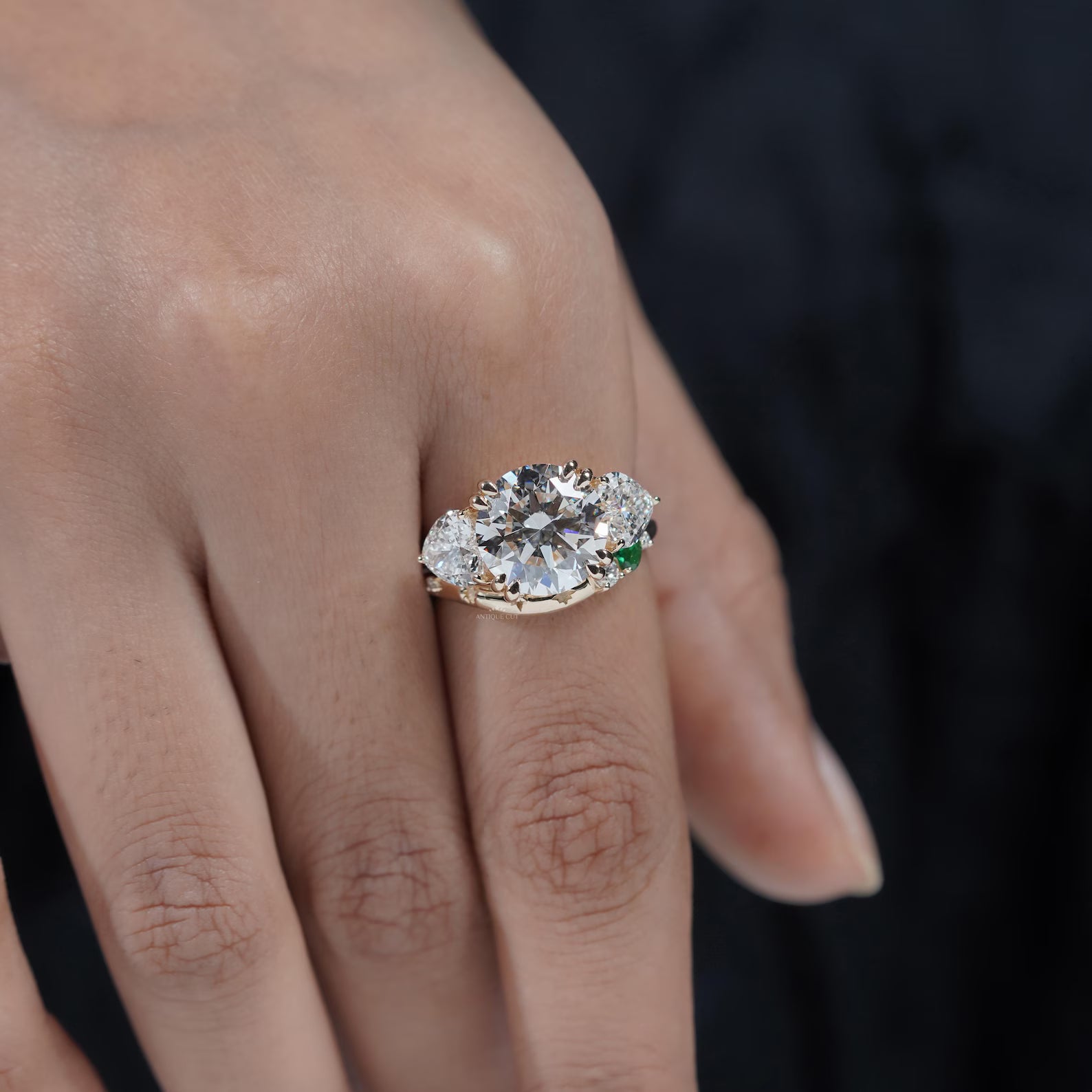 7.50tcw Round Lab Grown Diamond Engagement Ring, Three Stone with Band | Bridal Set | Large Diamond Engagement Ring & Matching Band