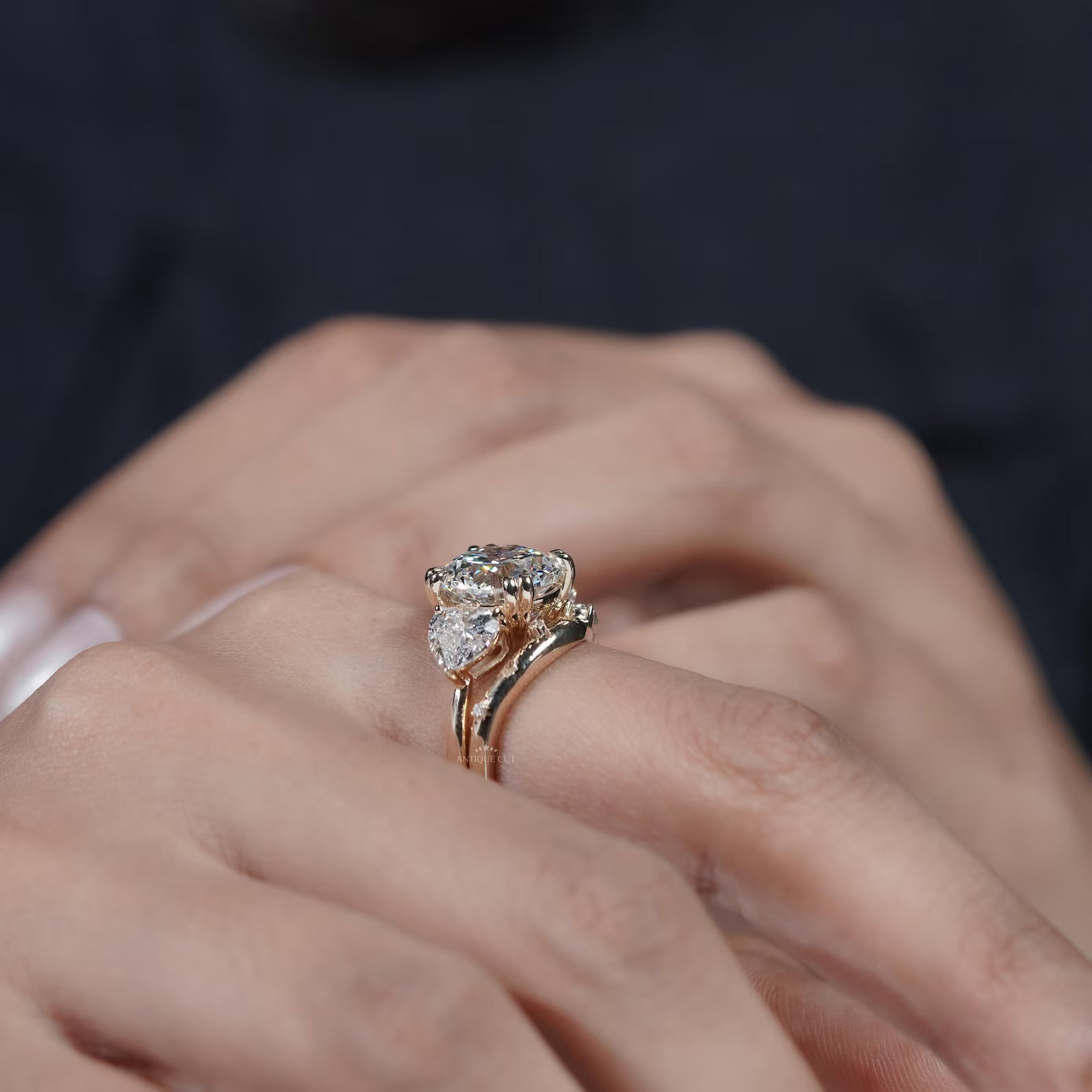 7.50tcw Round Lab Grown Diamond Engagement Ring, Three Stone with Band | Bridal Set | Large Diamond Engagement Ring & Matching Band