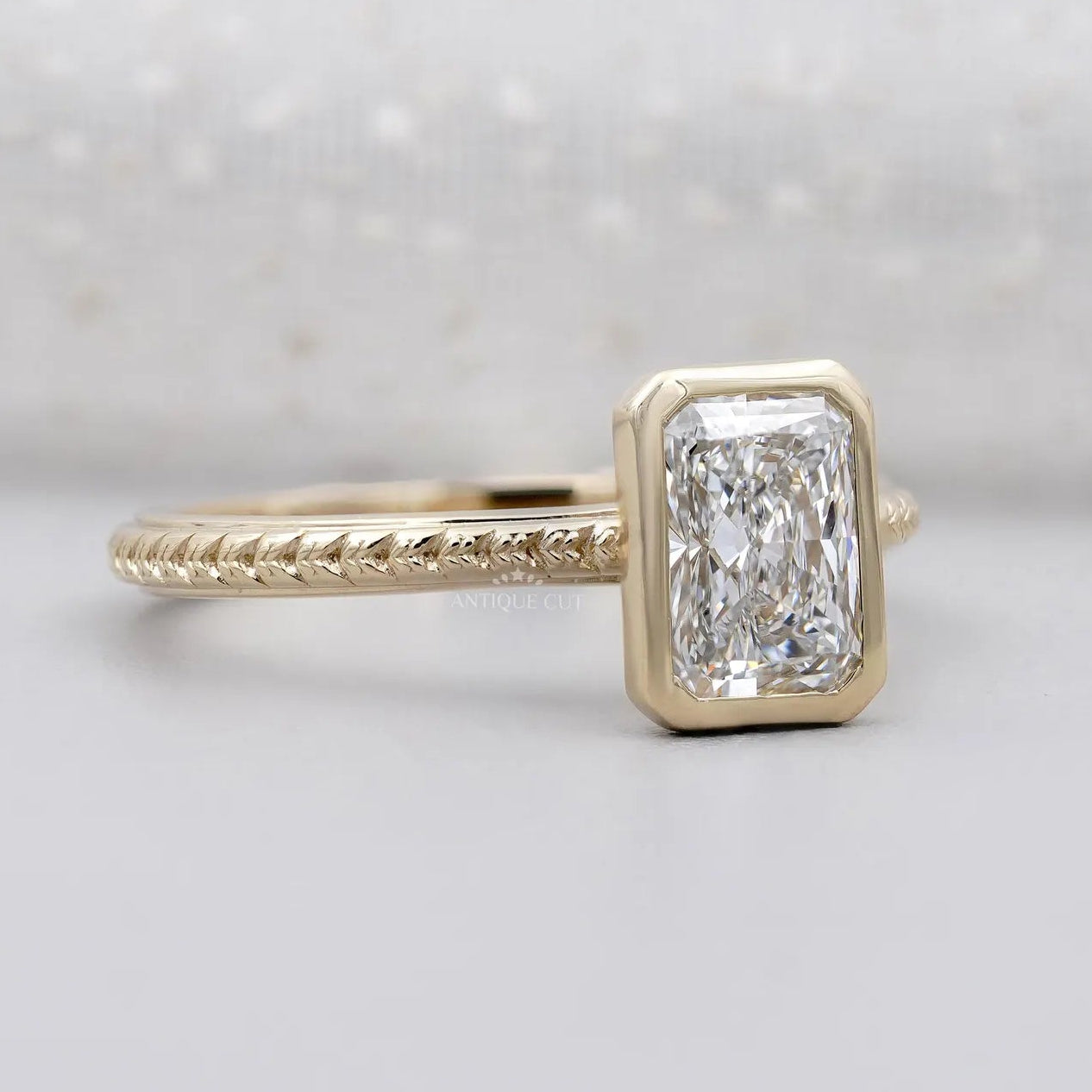 Lab grown radiant cut diamond engagement ring