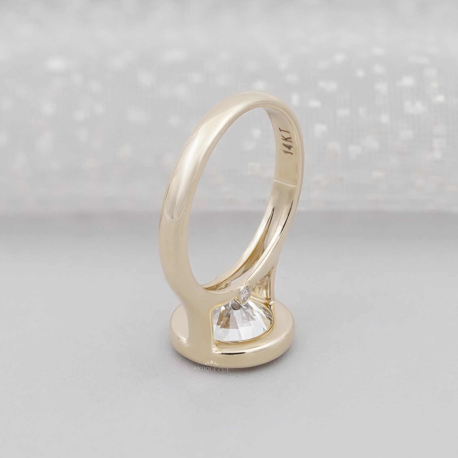 3.20ct Round Cut Bezel Set Engagement Ring Solid 18K Yellow Gold Solitaire Ring