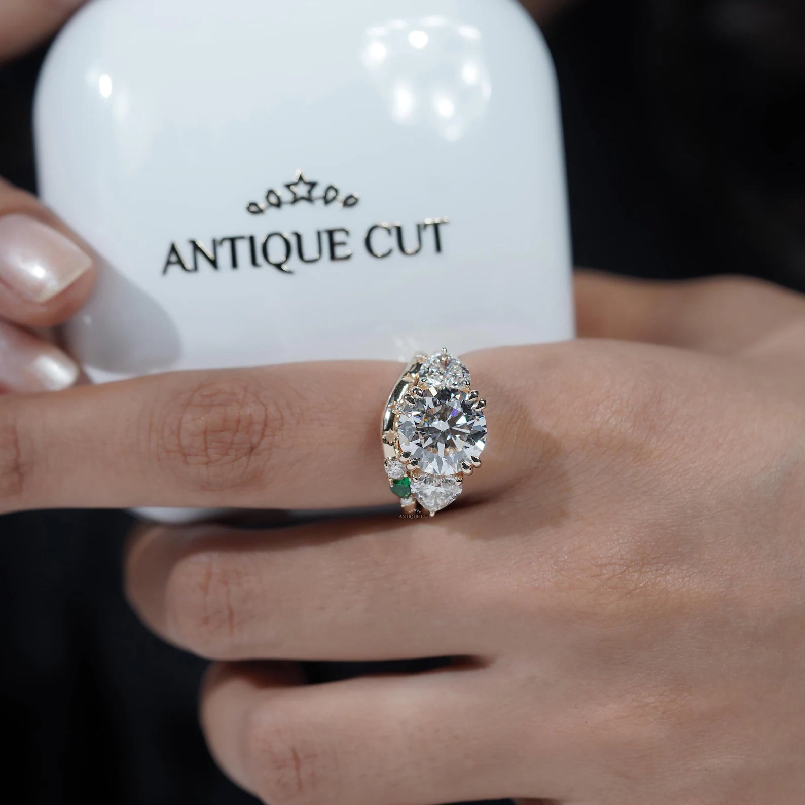 7.50tcw Round Lab Grown Diamond Engagement Ring, Three Stone with Band | Bridal Set | Large Diamond Engagement Ring & Matching Band